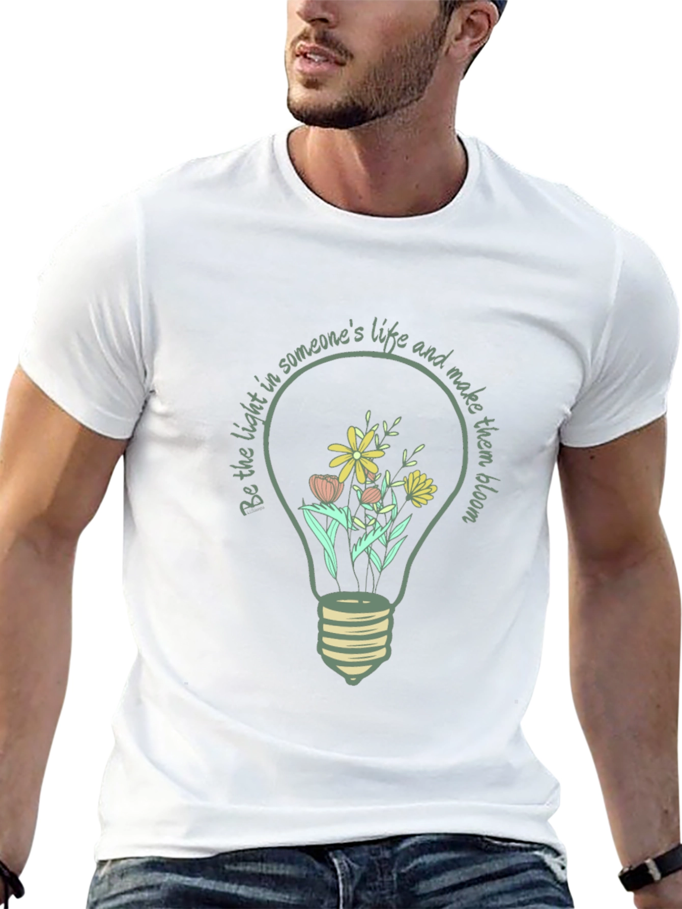 Floral Light Bulb Graphic Tee - Inspirational Design