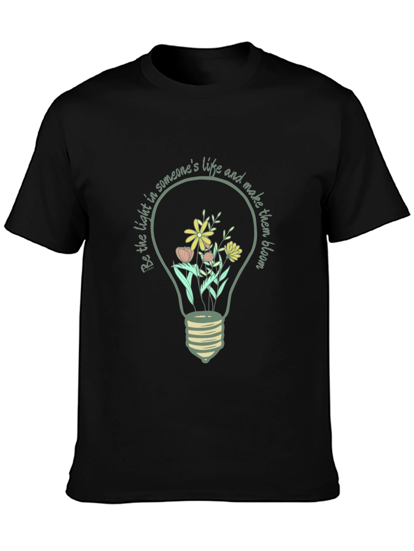 Floral Light Bulb Graphic Tee - Inspirational Design