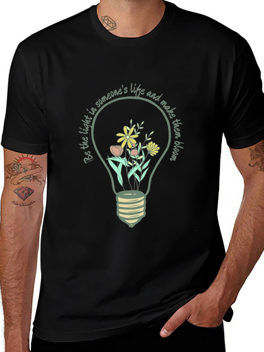 Floral Light Bulb Graphic Tee - Inspirational Design