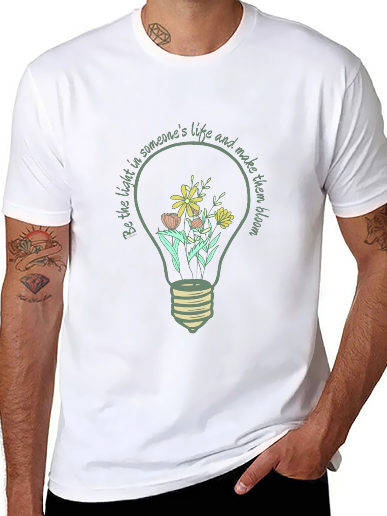 Floral Light Bulb Graphic Tee - Inspirational Design