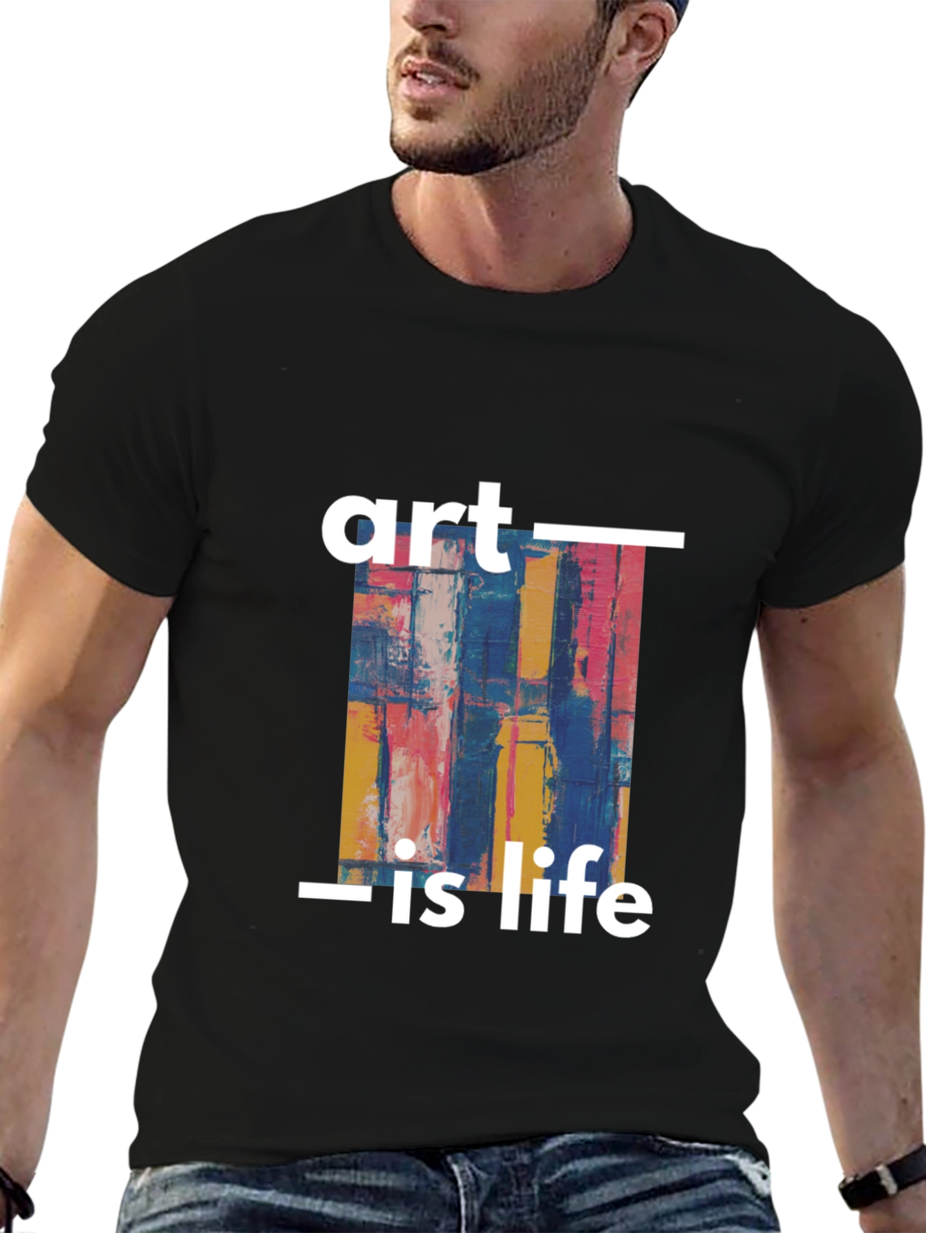 Art Is Life Graphic Print Black T-Shirt