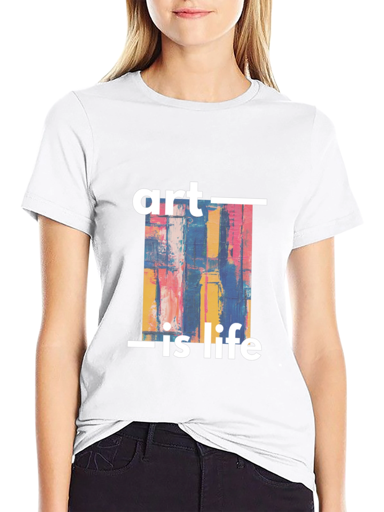 Art Is Life Graphic Print Black T-Shirt