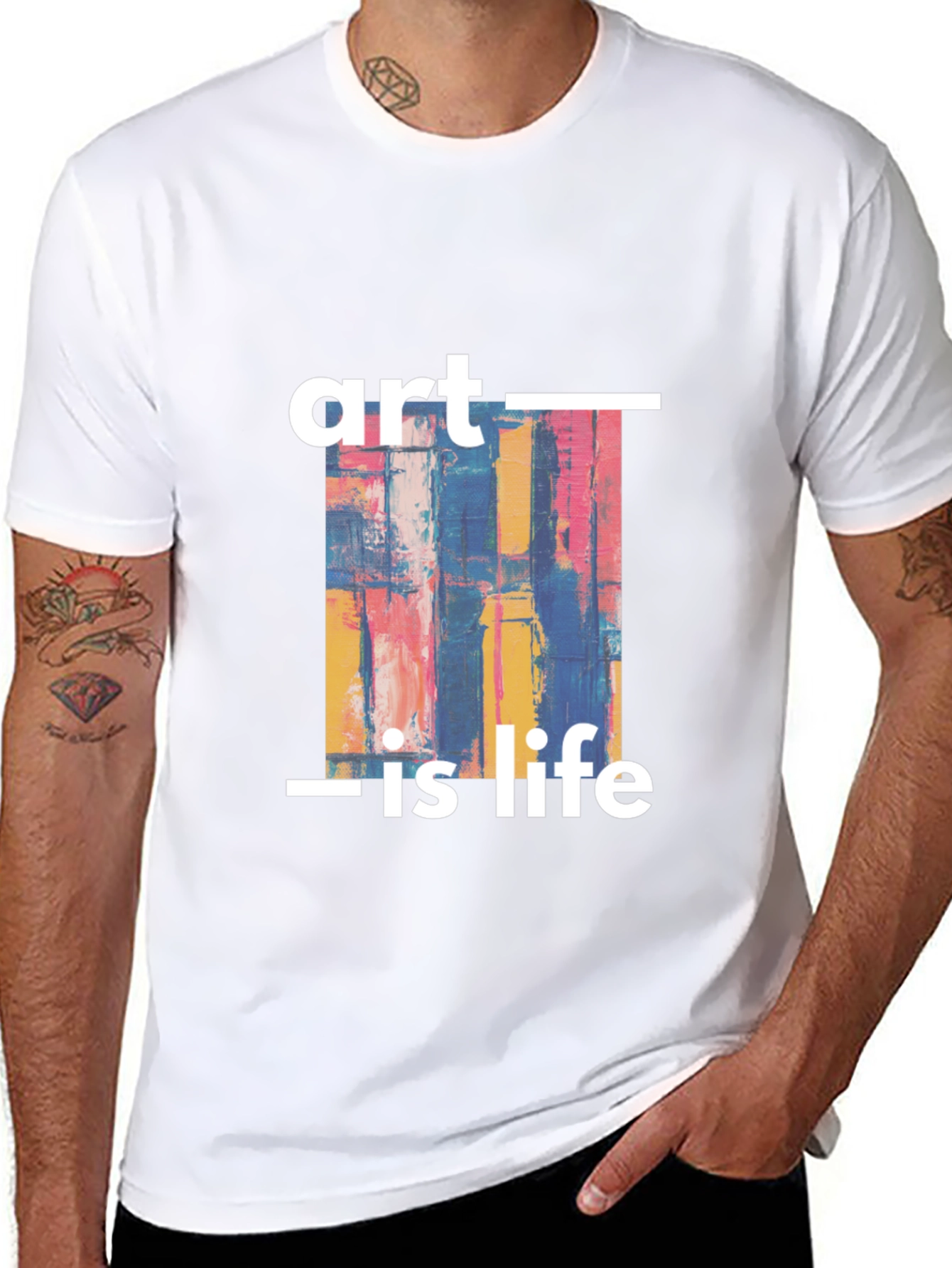 Art Is Life Graphic Print Black T-Shirt