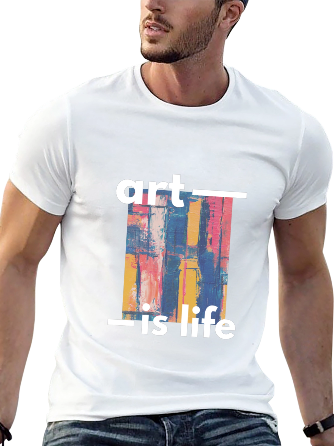 Art Is Life Graphic Print Black T-Shirt