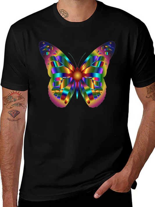 Butterfly Graphic Tee - Vibrant Rainbow Colors