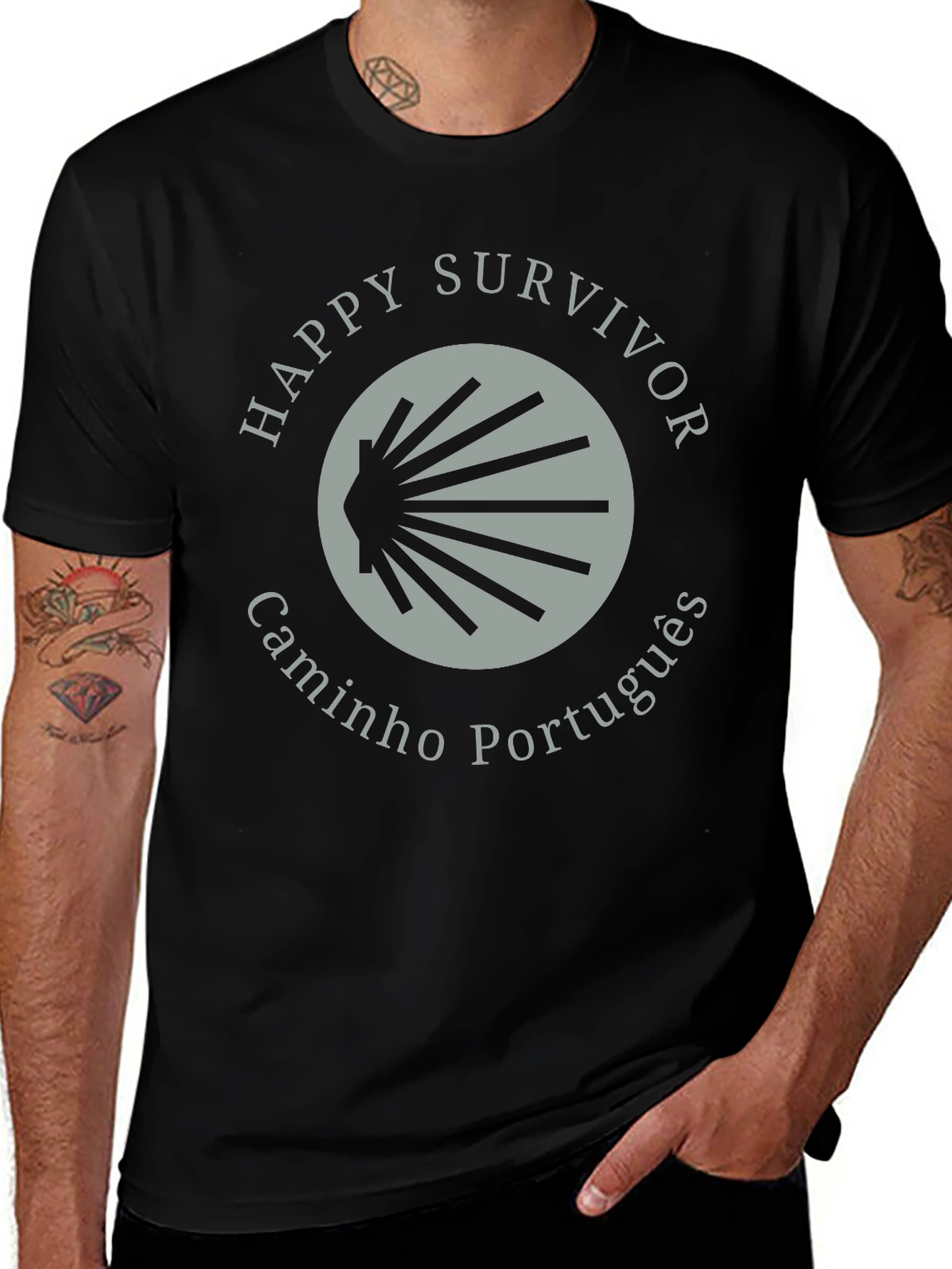 Happy Survivor Camino Português Black T-Shirt