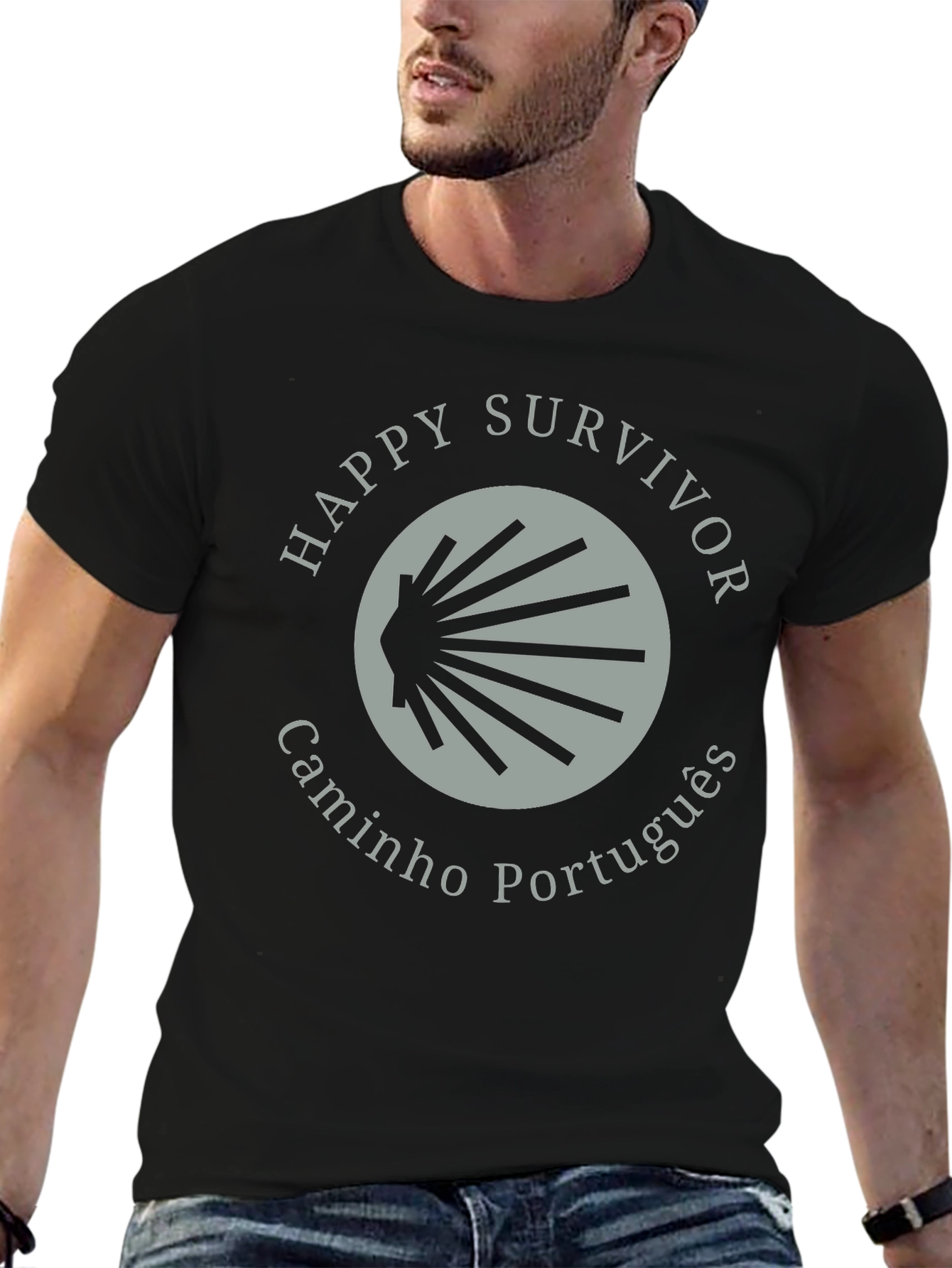 Happy Survivor Camino Português Black T-Shirt
