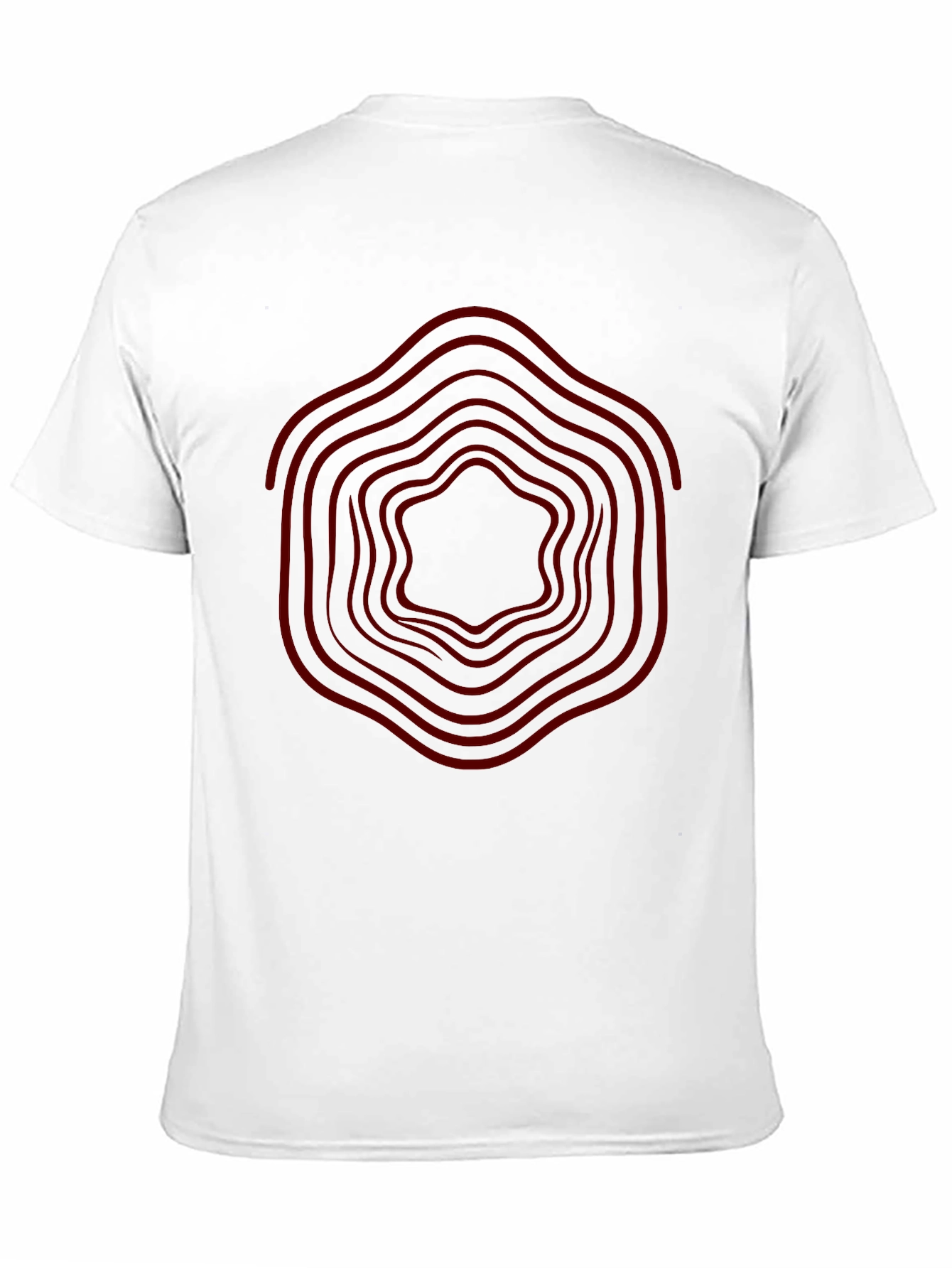 Geometric Red Wave Design Black T-Shirt
