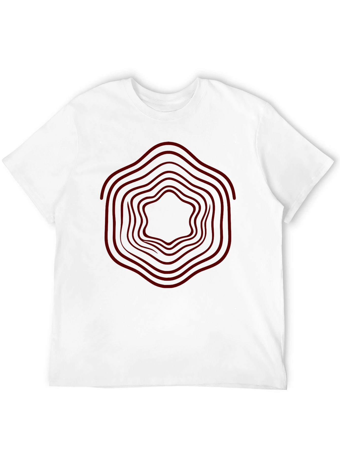 Geometric Red Wave Design Black T-Shirt