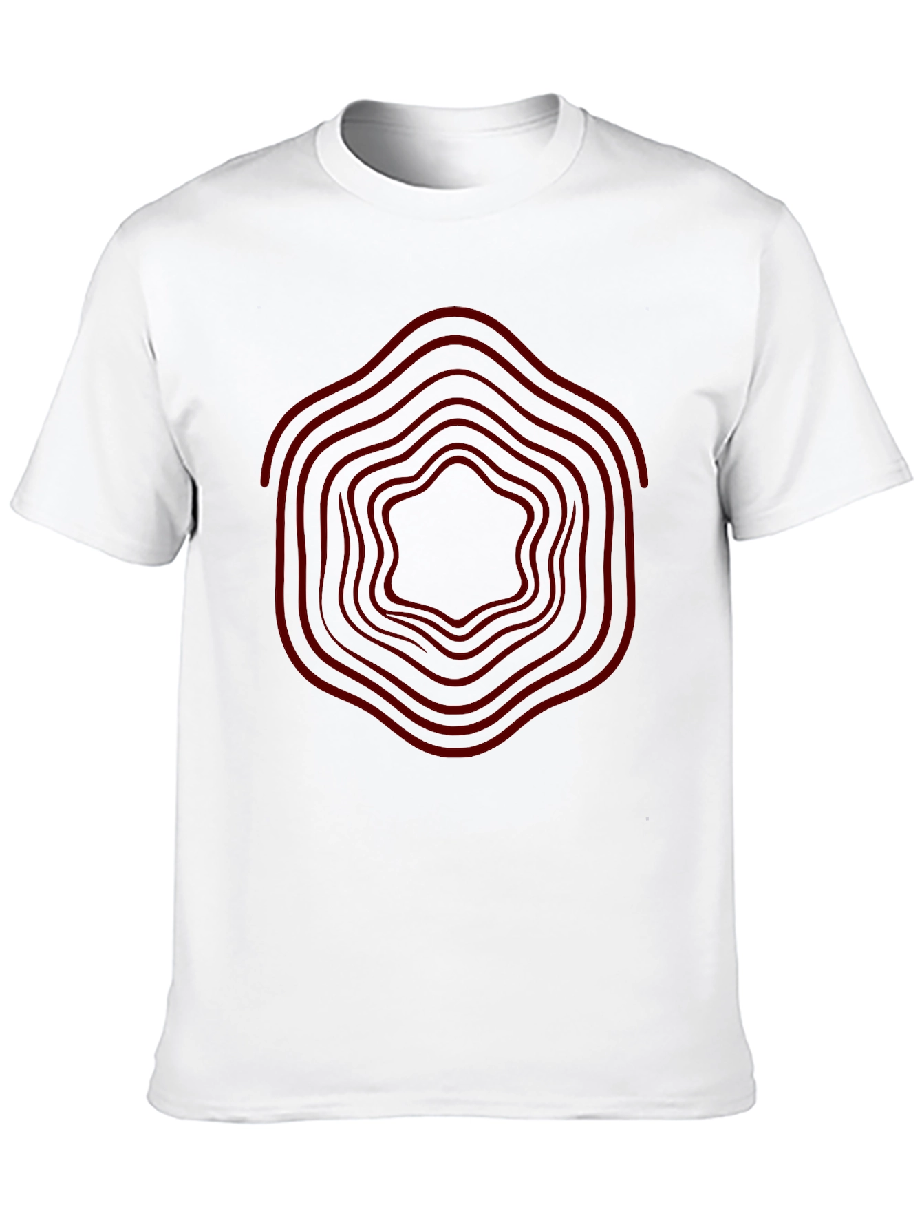 Geometric Red Wave Design Black T-Shirt