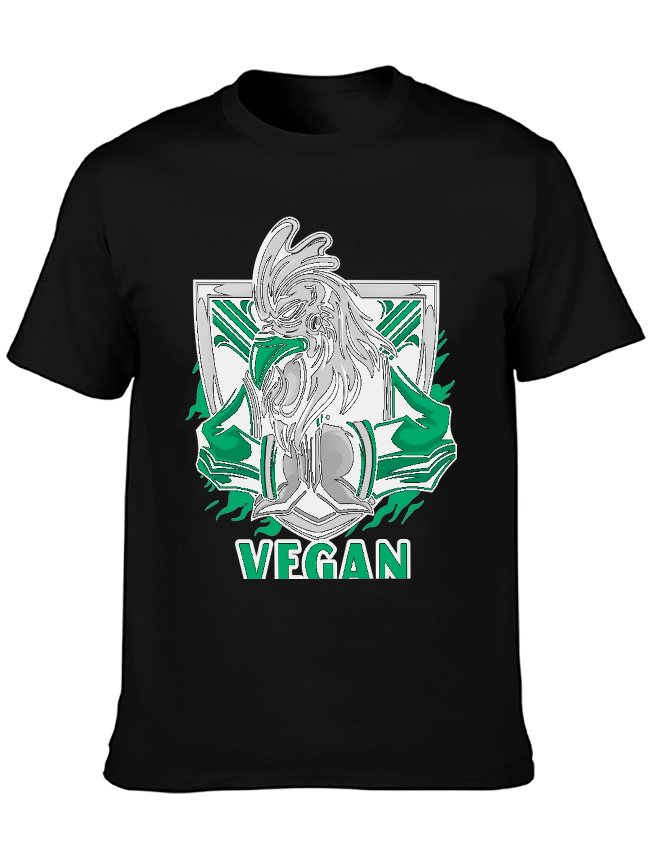 Vegan Rooster Graphic Tee - Black