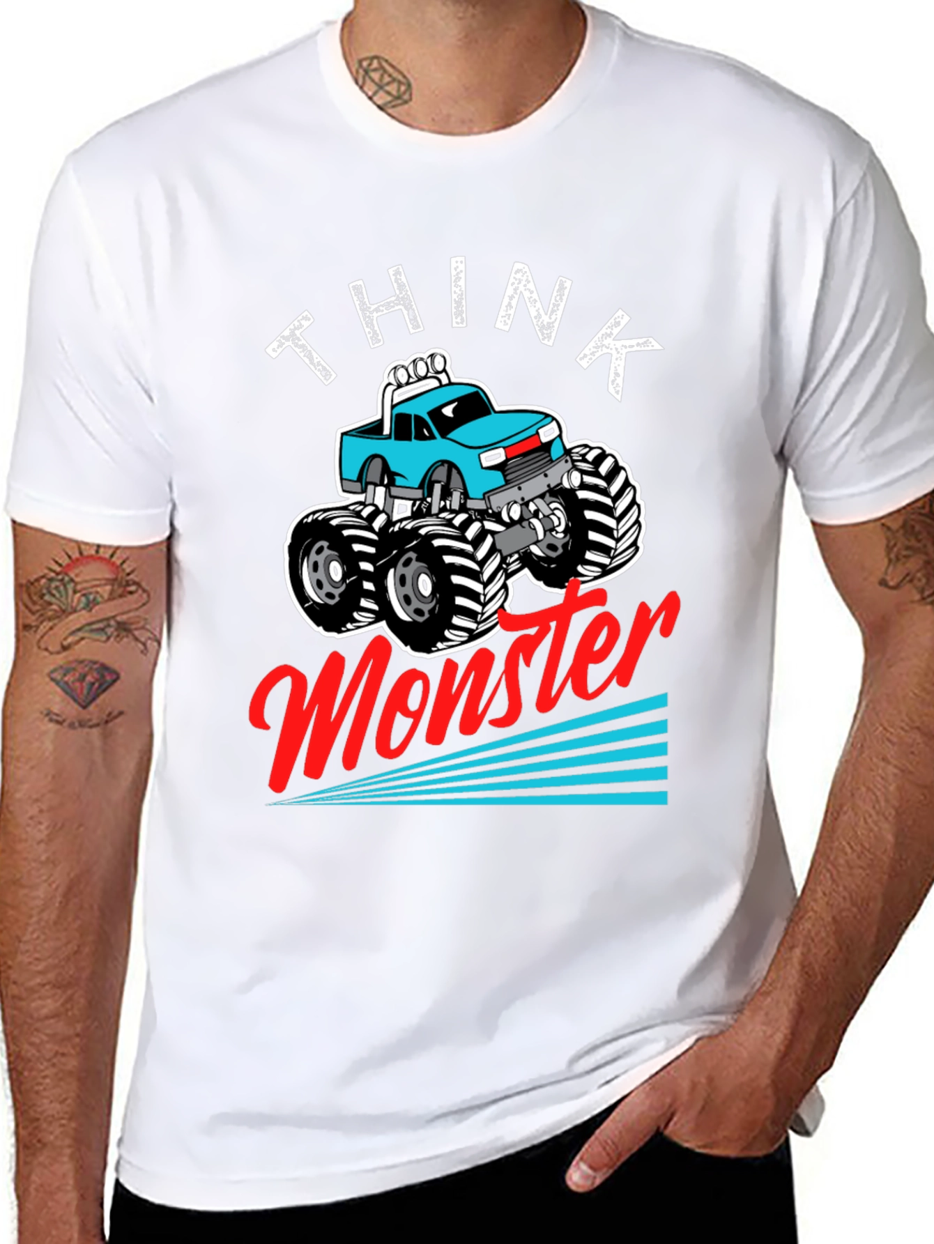 Think Monster Truck Graphic Tee - Black Cotton Blend