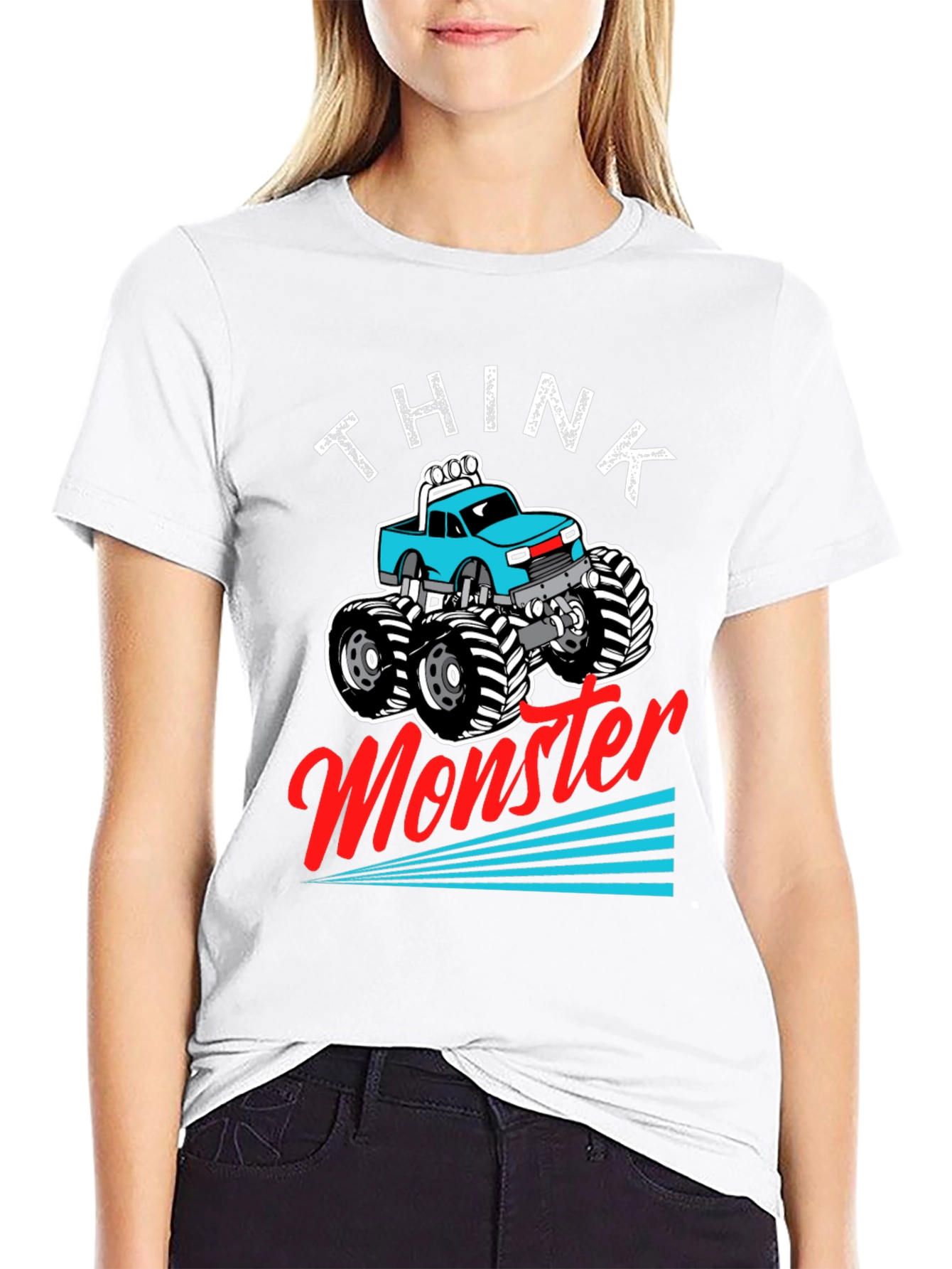 Think Monster Truck Graphic Tee - Black Cotton Blend