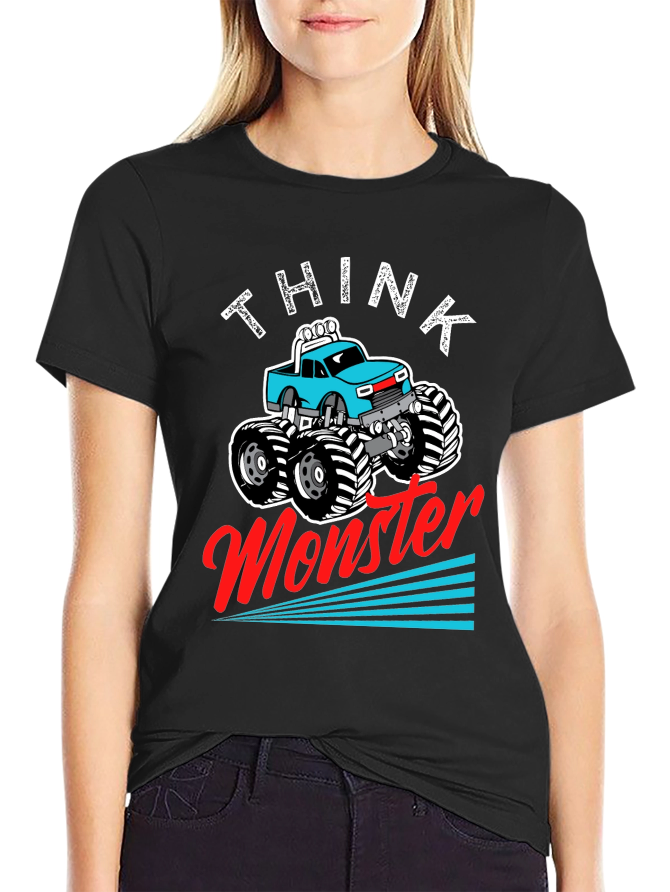 Think Monster Truck Graphic Tee - Black Cotton Blend