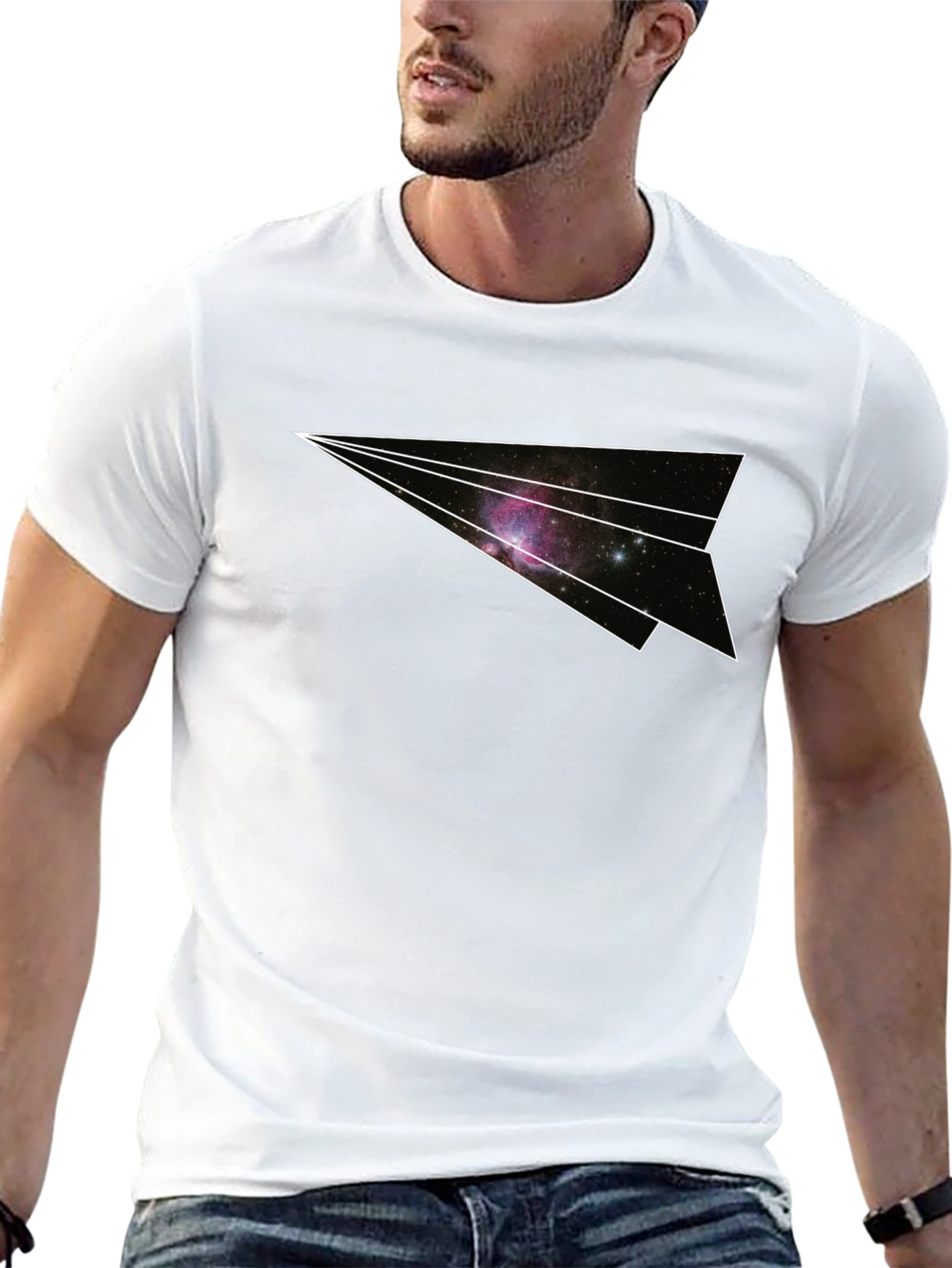 Galaxy Paper Airplane Graphic Tee - Black