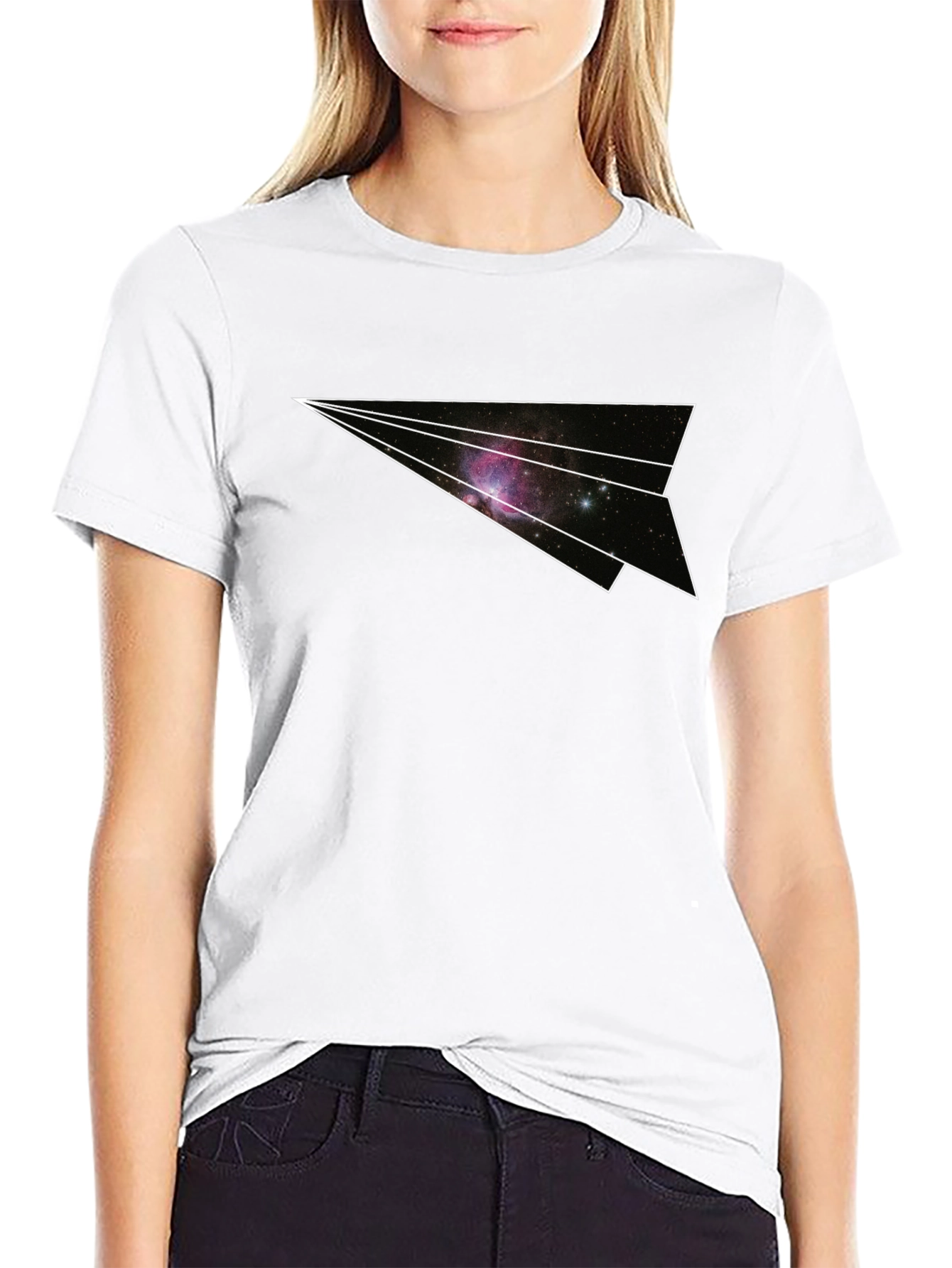 Galaxy Paper Airplane Graphic Tee - Black