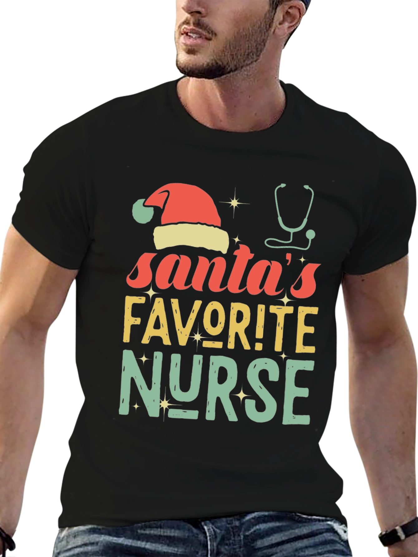 Santas Favorite Nurse Christmas T-Shirt