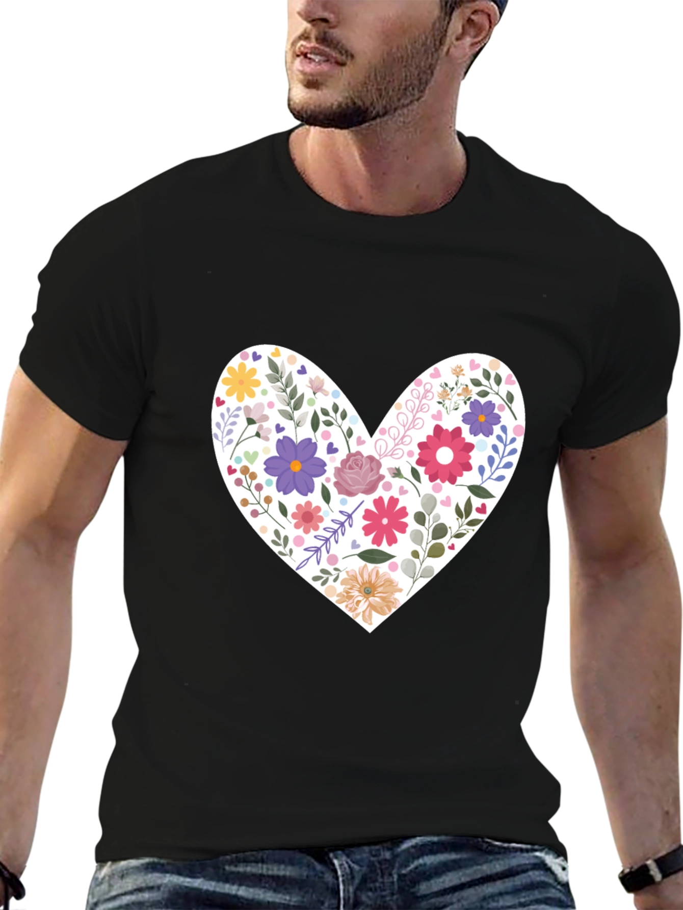 Floral Heart Graphic Tee - Stylish Casual Wear
