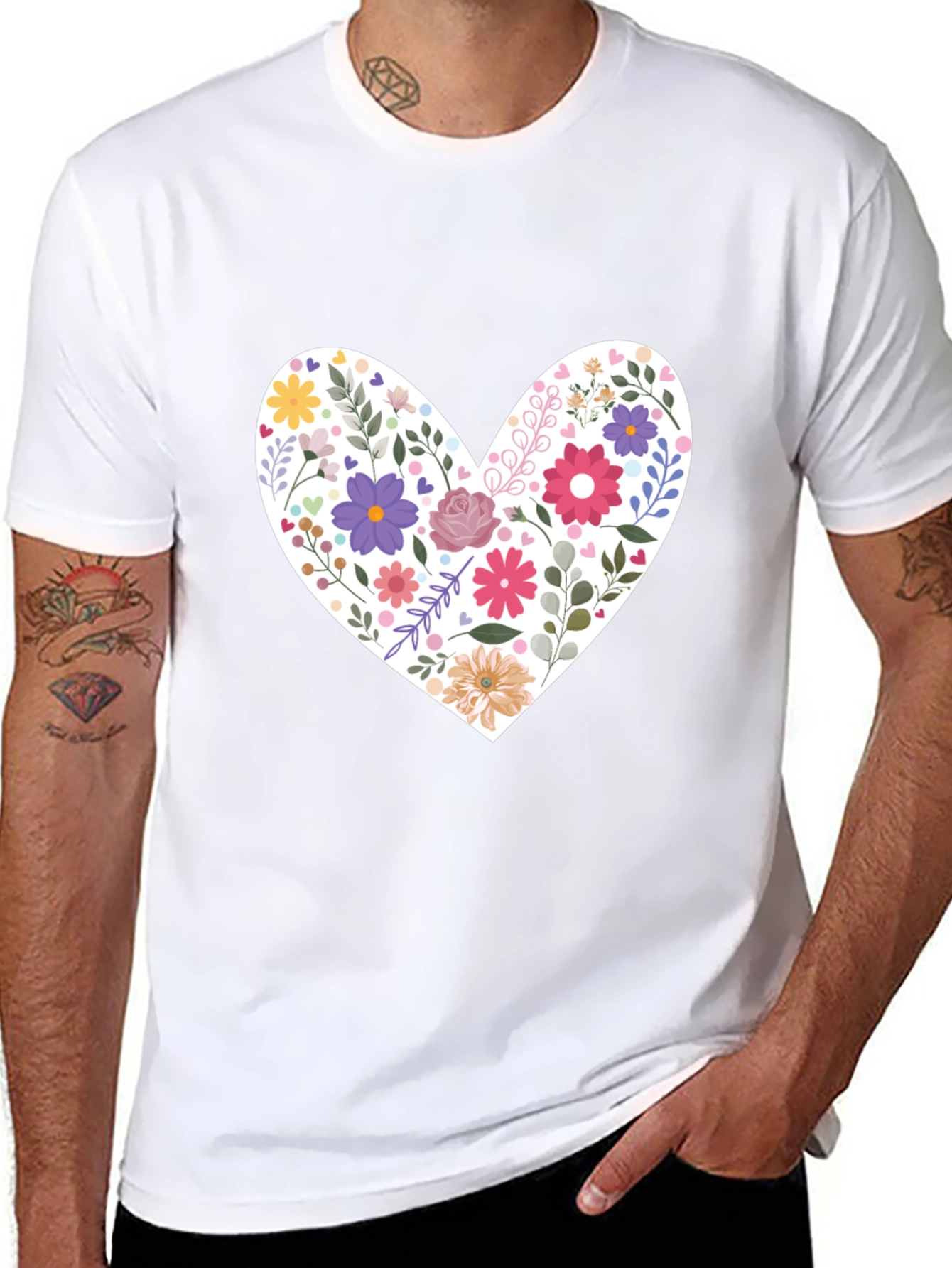 Floral Heart Graphic Tee - Stylish Casual Wear