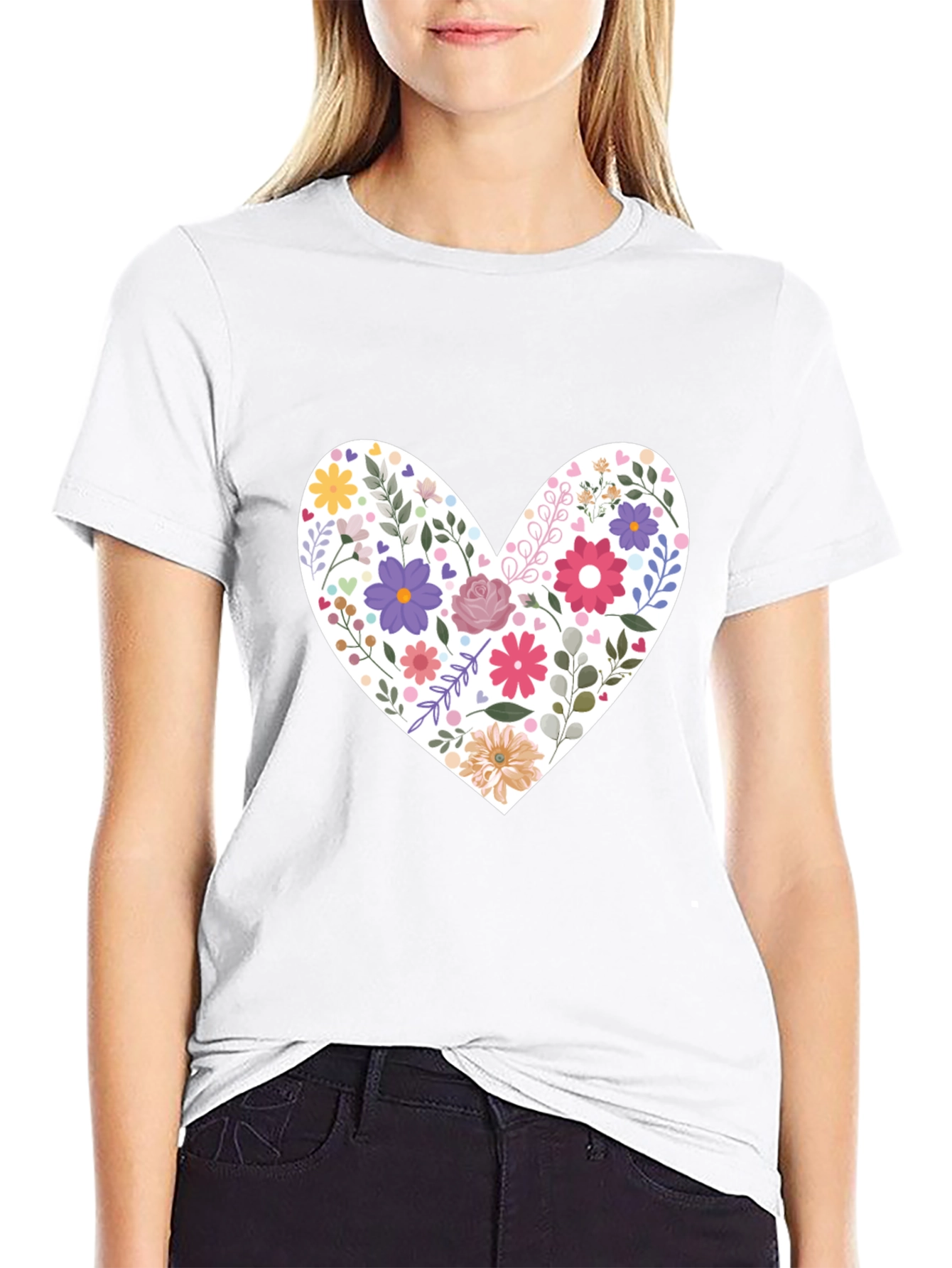 Floral Heart Graphic Tee - Stylish Casual Wear