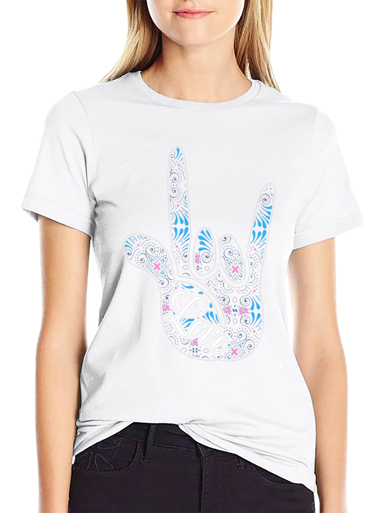 Love Sign Language Graphic Tee - Black