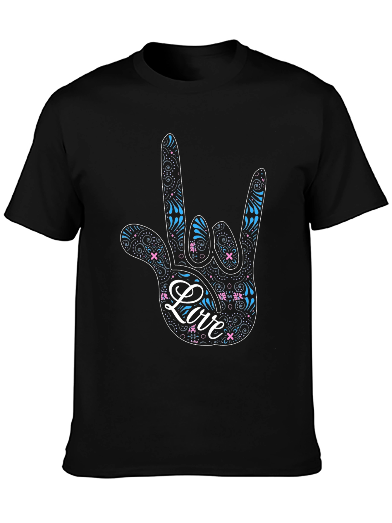 Love Sign Language Graphic Tee - Black