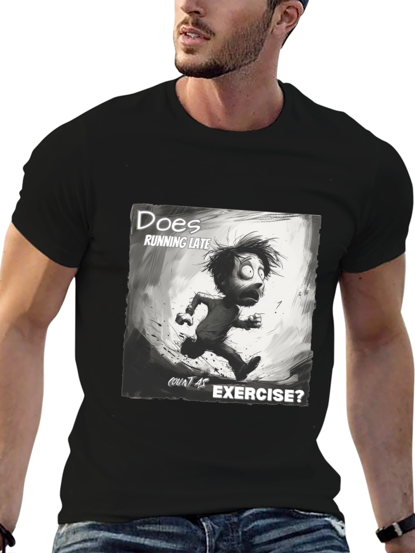 Funny Running Late Exercise Graphic T-Shirt