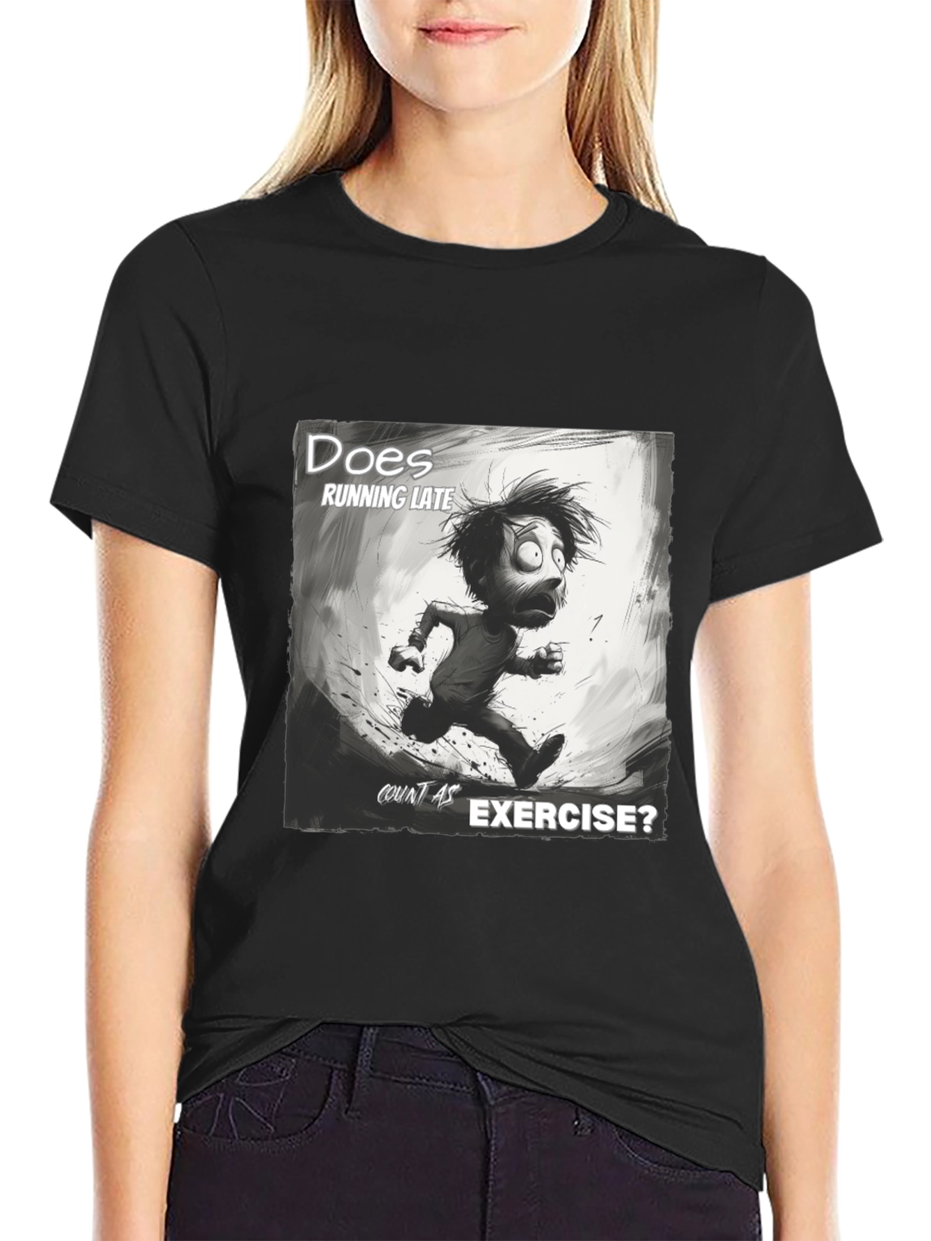 Funny Running Late Exercise Graphic T-Shirt