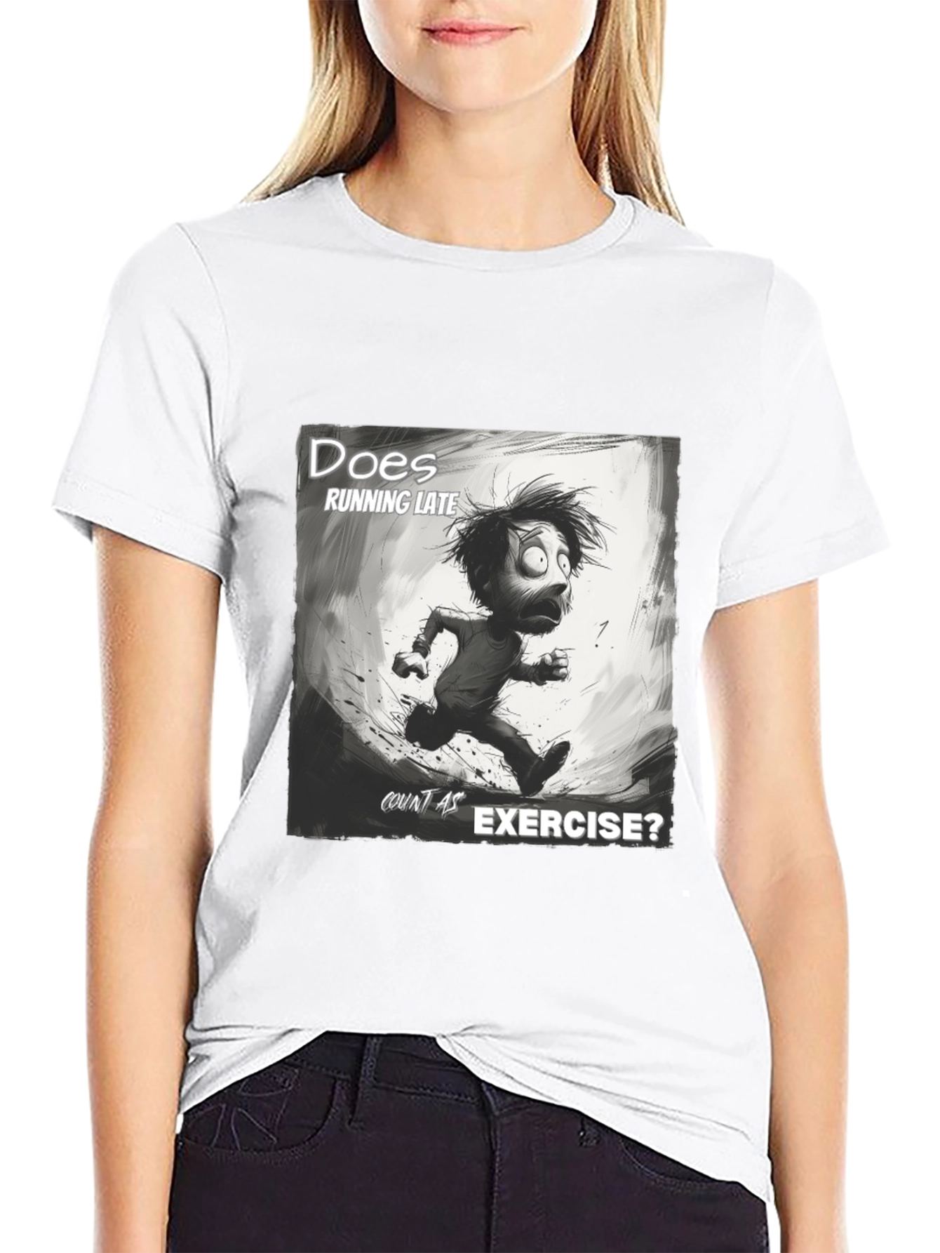 Funny Running Late Exercise Graphic T-Shirt