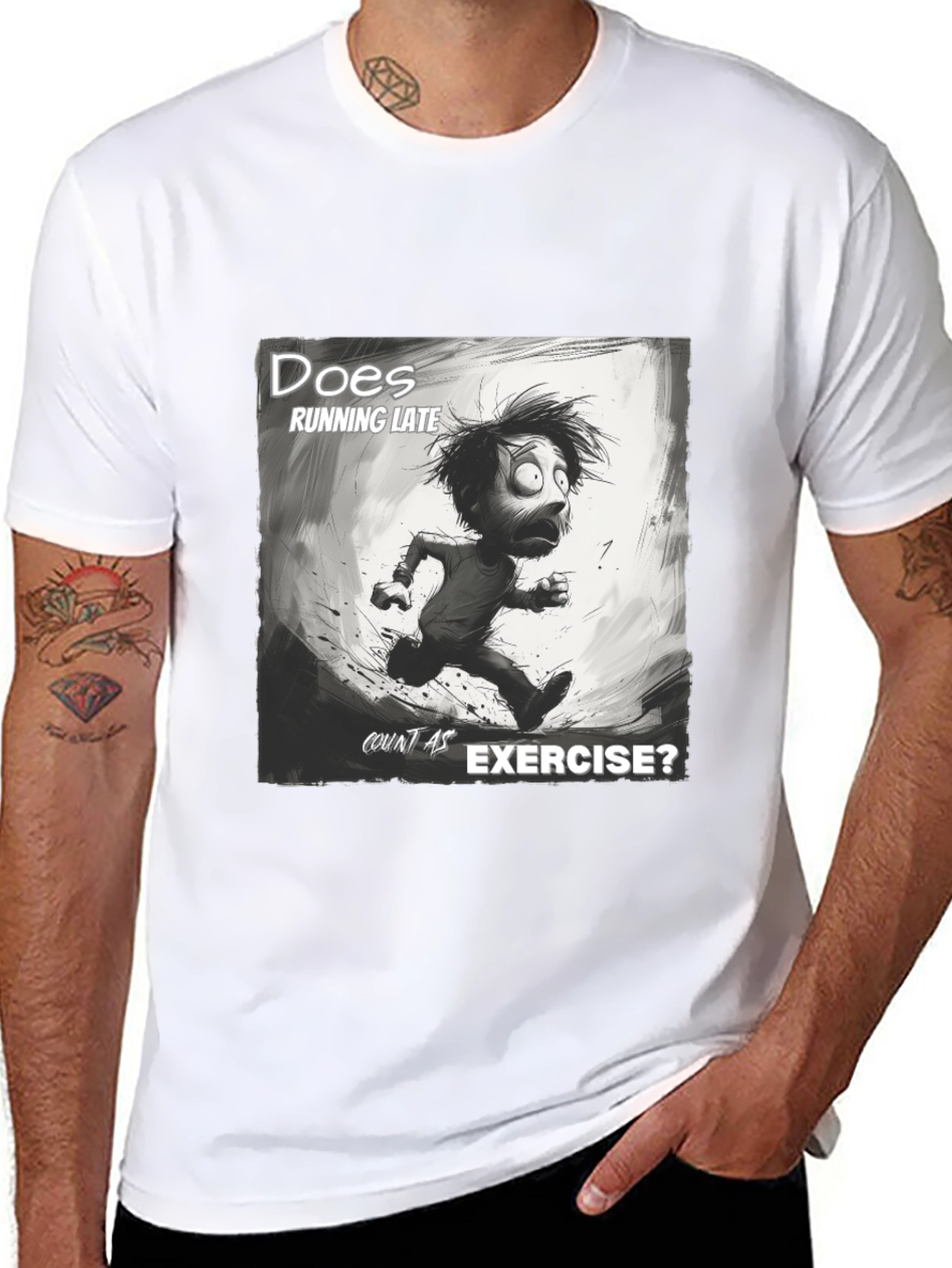 Funny Running Late Exercise Graphic T-Shirt