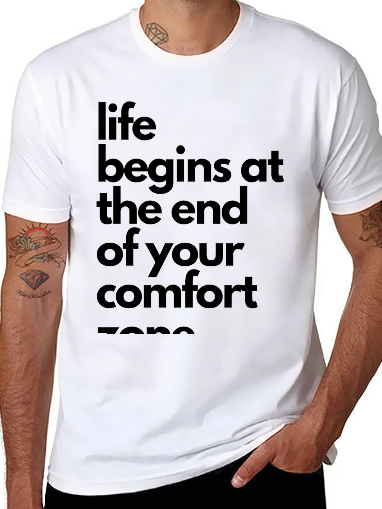 Life Begins Comfort Zone Black Graphic Tee
