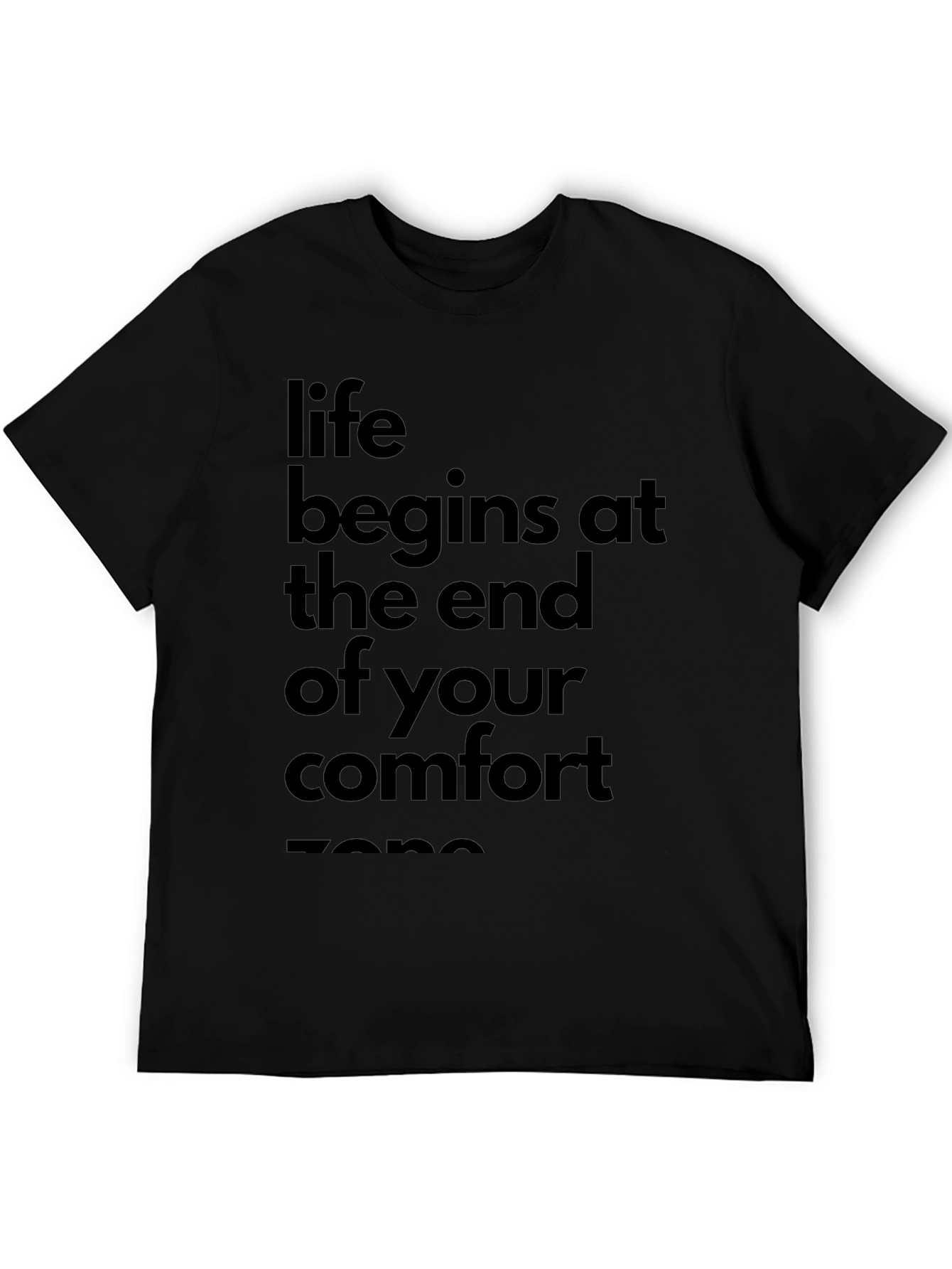 Life Begins Comfort Zone Black Graphic Tee