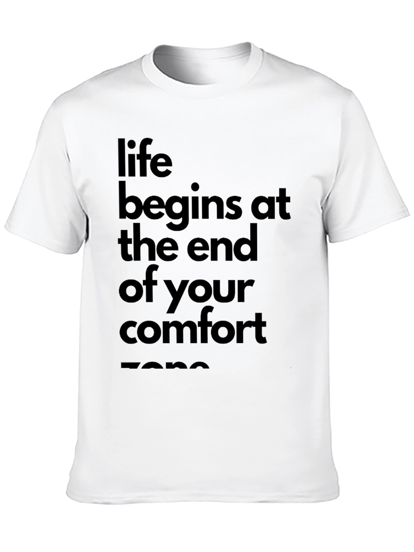 Life Begins Comfort Zone Black Graphic Tee