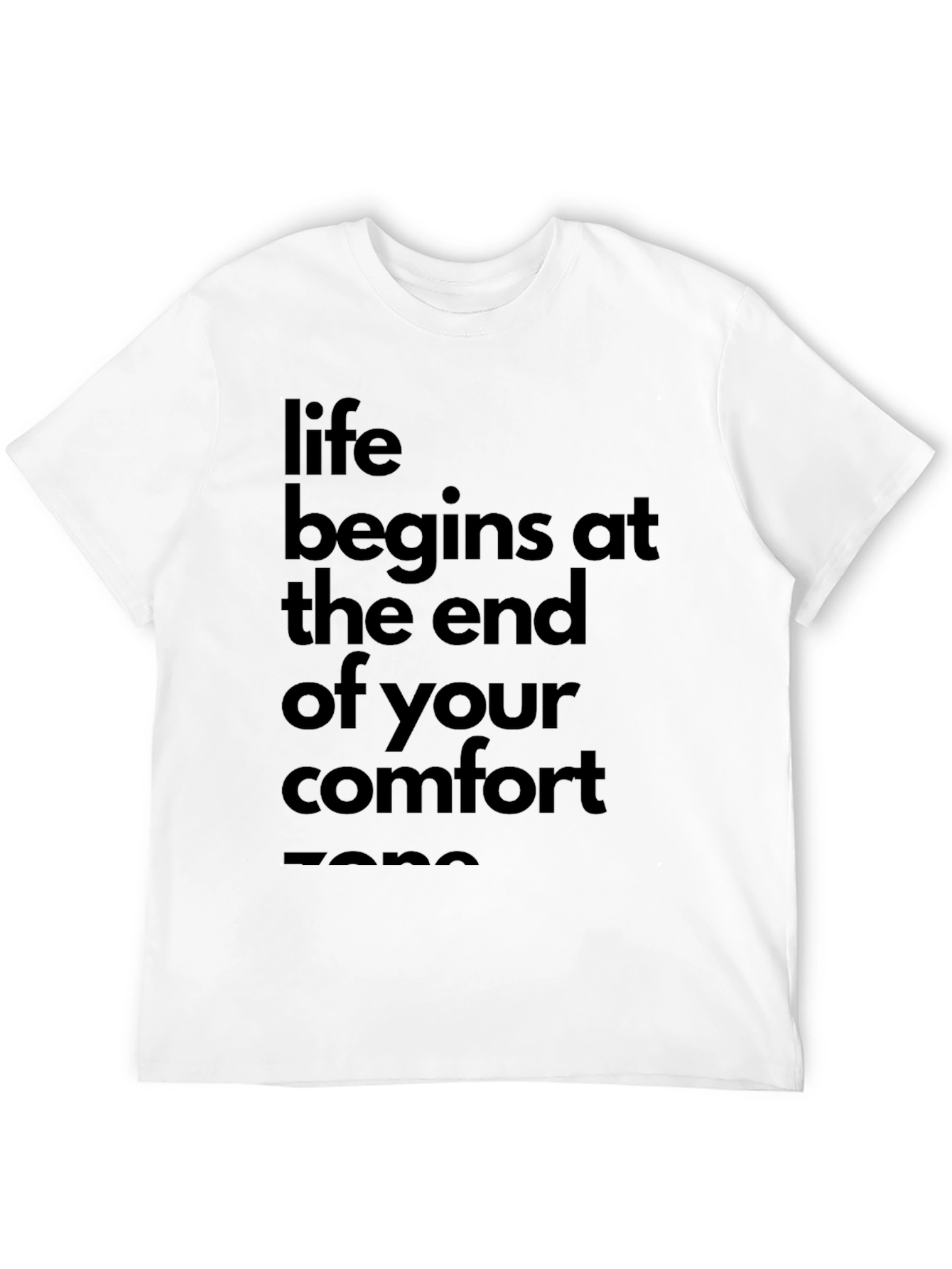 Life Begins Comfort Zone Black Graphic Tee