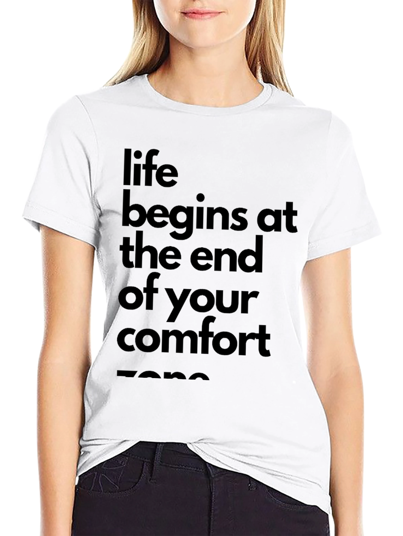 Life Begins Comfort Zone Black Graphic Tee