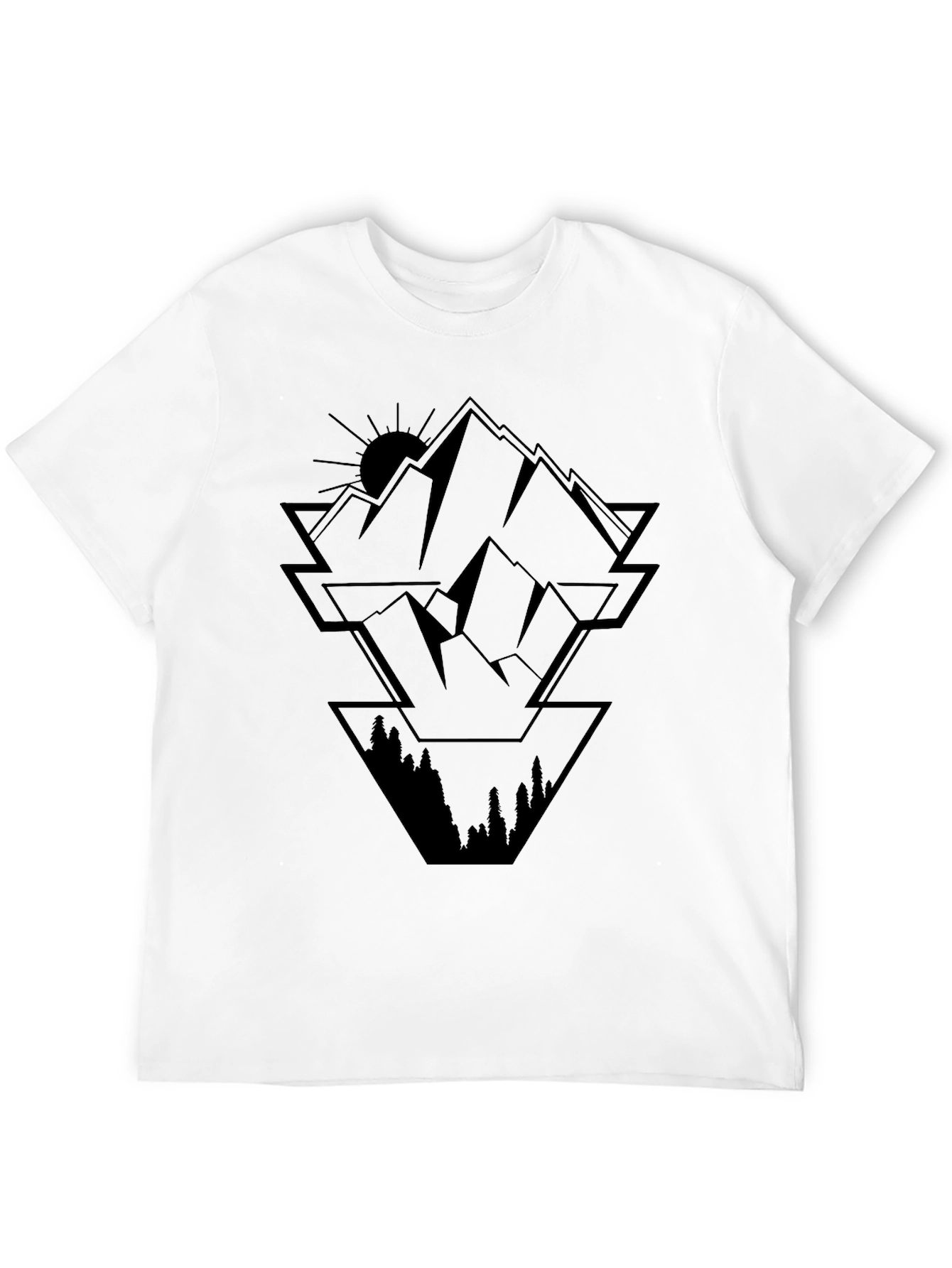 Geometric Mountain Graphic Black Tee