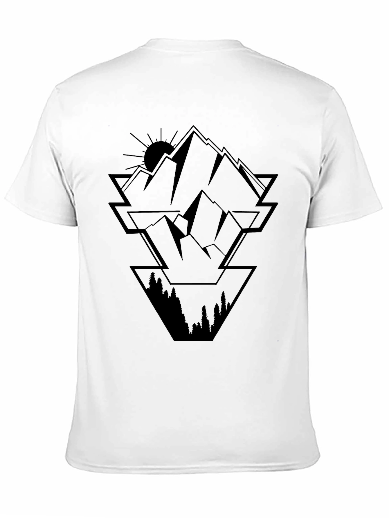 Geometric Mountain Graphic Black Tee