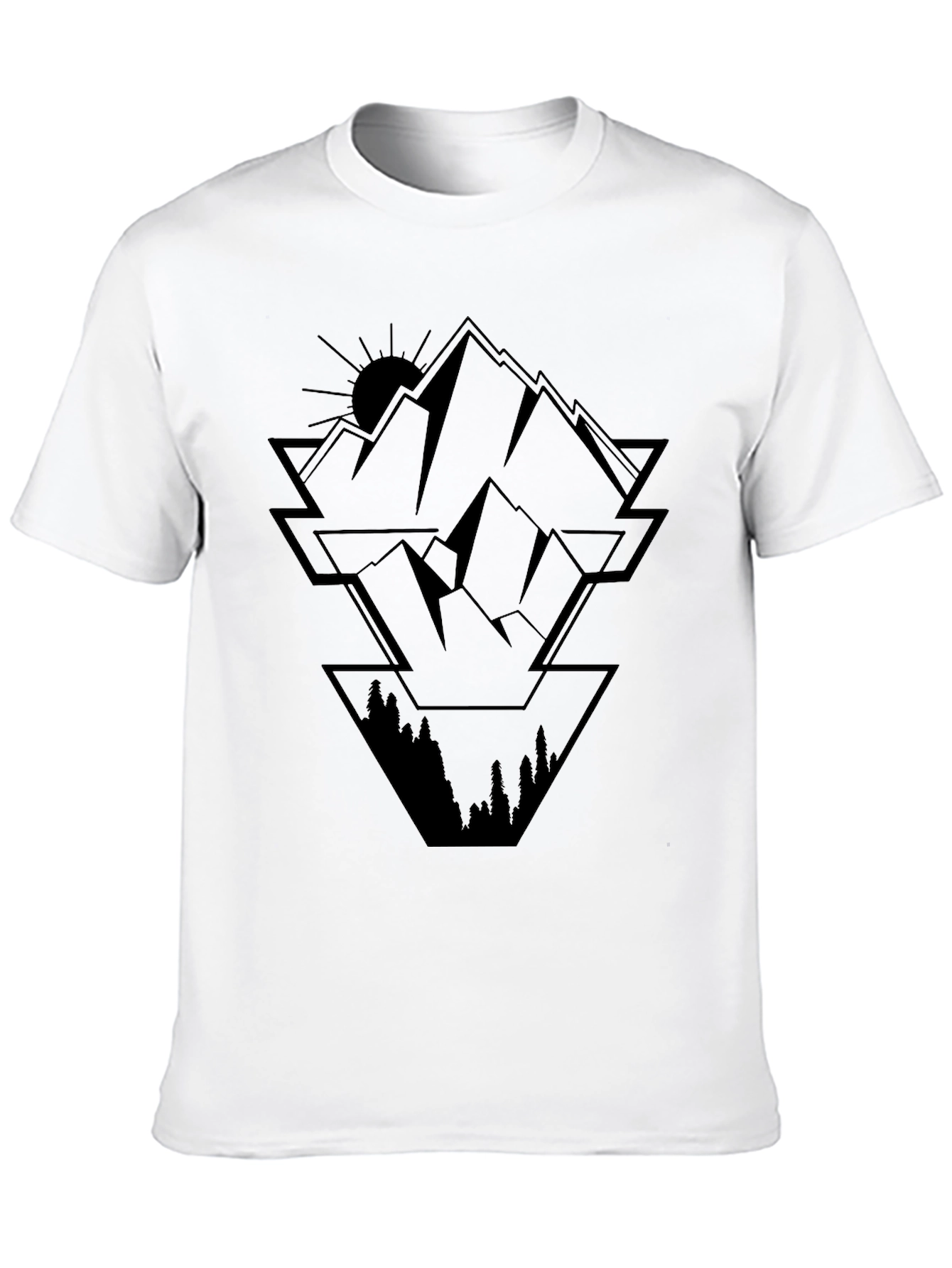 Geometric Mountain Graphic Black Tee