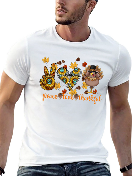 Peace Love Thankful Thanksgiving T-Shirt