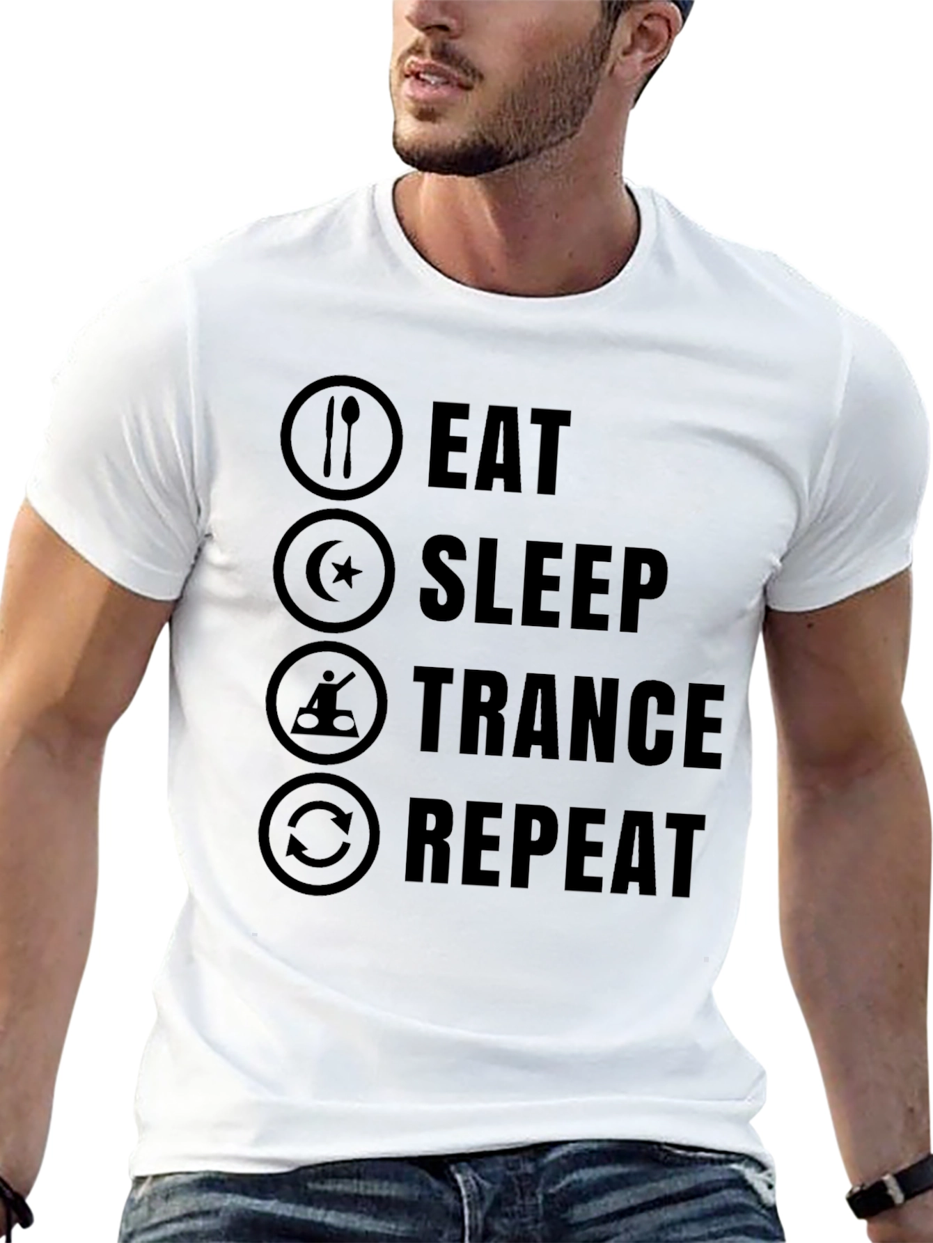 Eat Sleep Trance Repeat Black Graphic T-Shirt