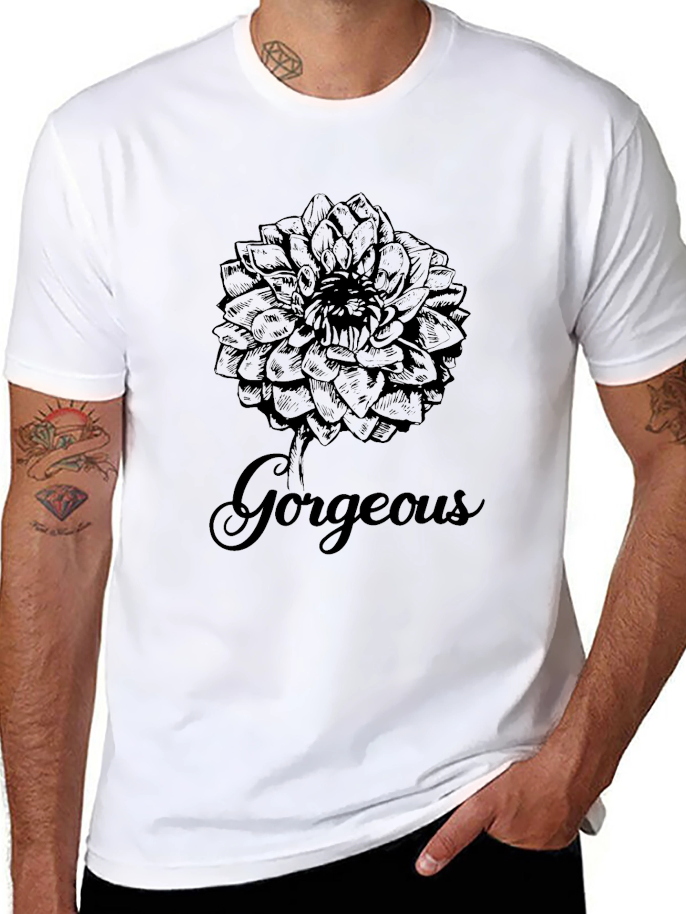 Gorgeous Flower Graphic Print Black T-Shirt