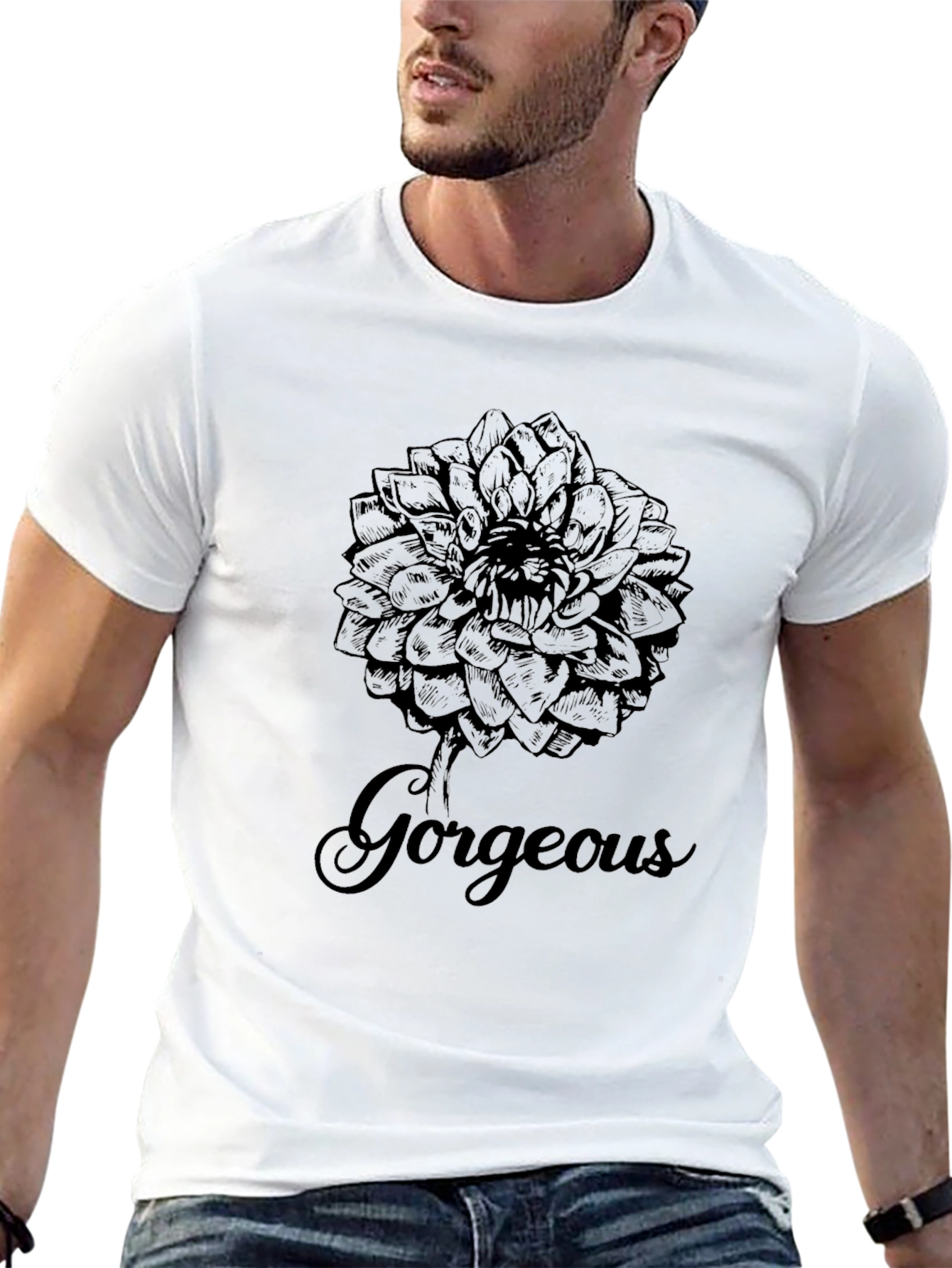 Gorgeous Flower Graphic Print Black T-Shirt