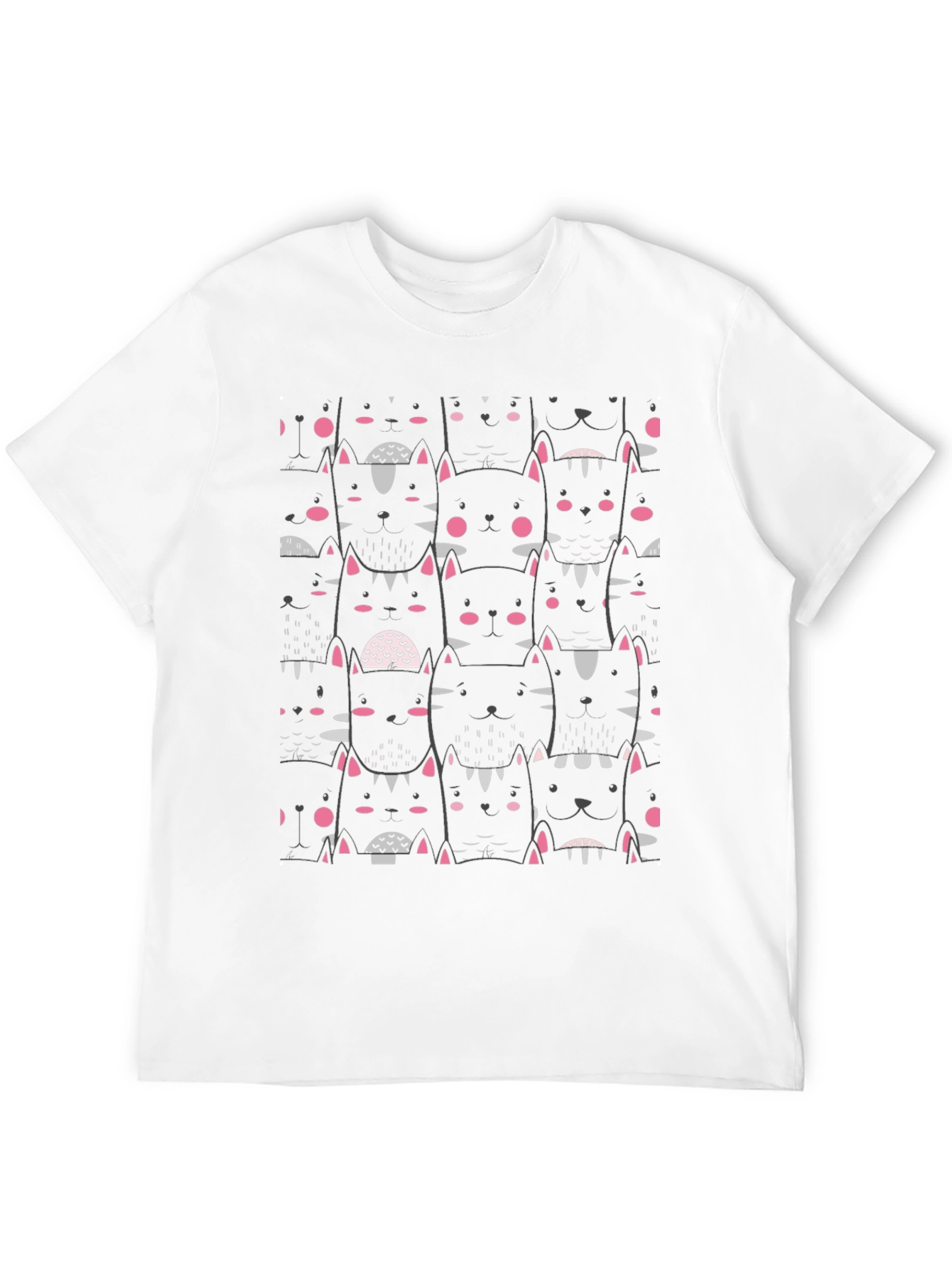Mens Black Cat Patterned T-Shirt
