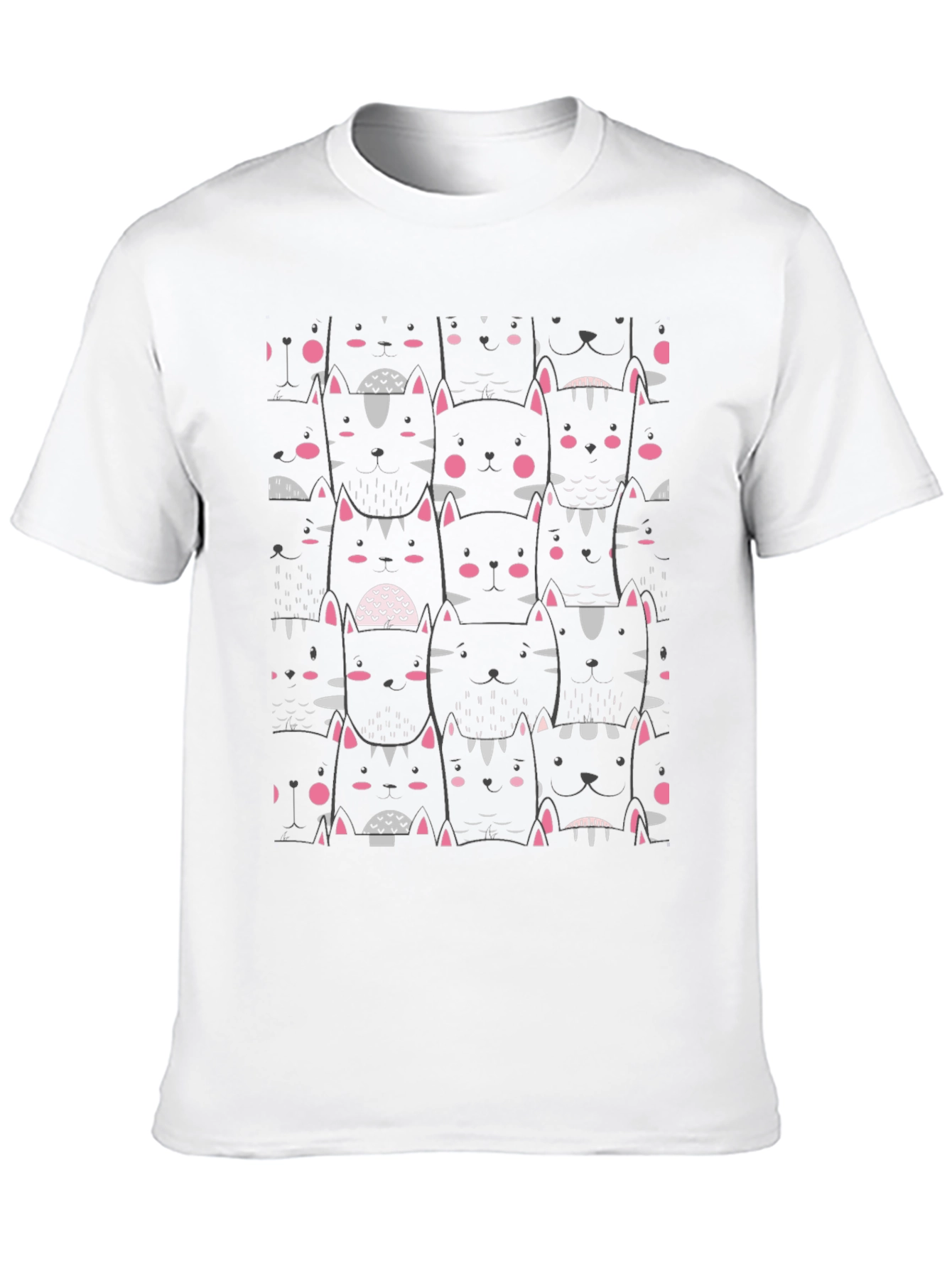 Mens Black Cat Patterned T-Shirt