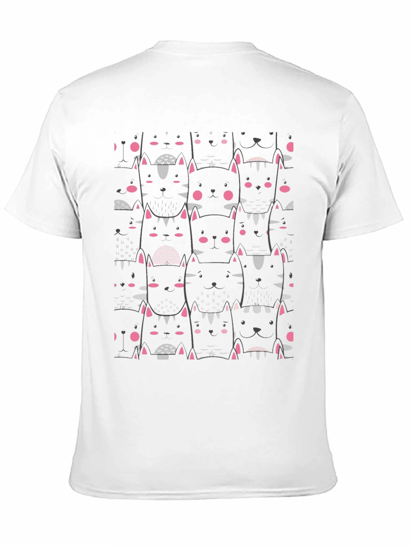 Mens Black Cat Patterned T-Shirt