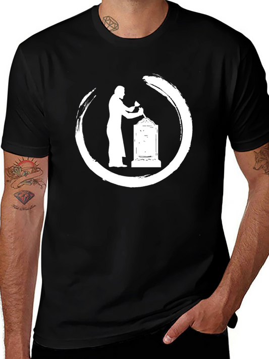 Black T-Shirt with Cemetery Zen Circle Graphic