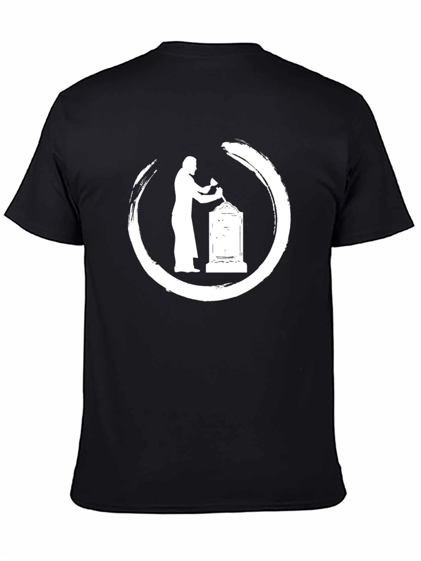 Black T-Shirt with Cemetery Zen Circle Graphic