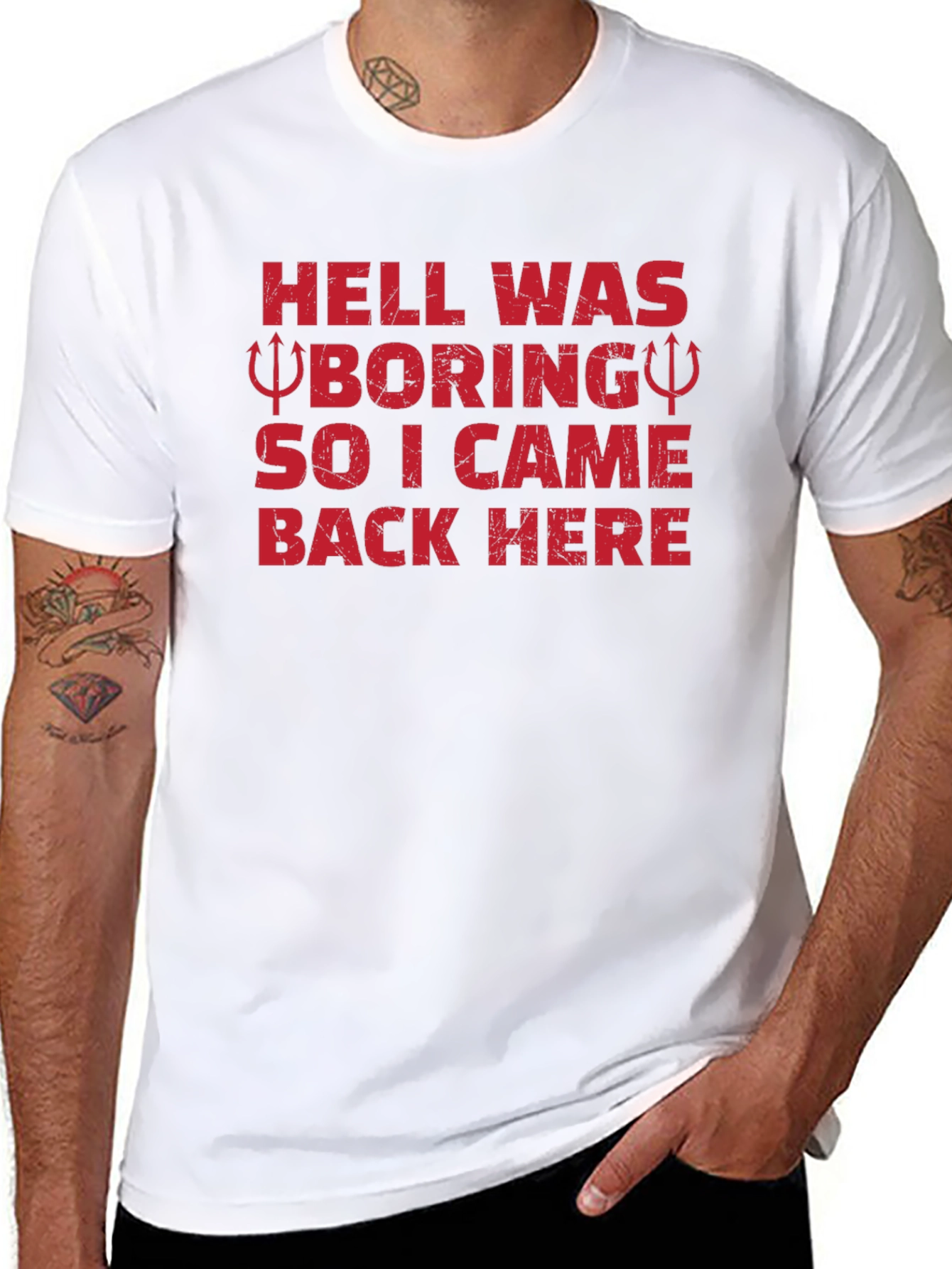 Hell Was Boring Funny Graphic T-Shirt