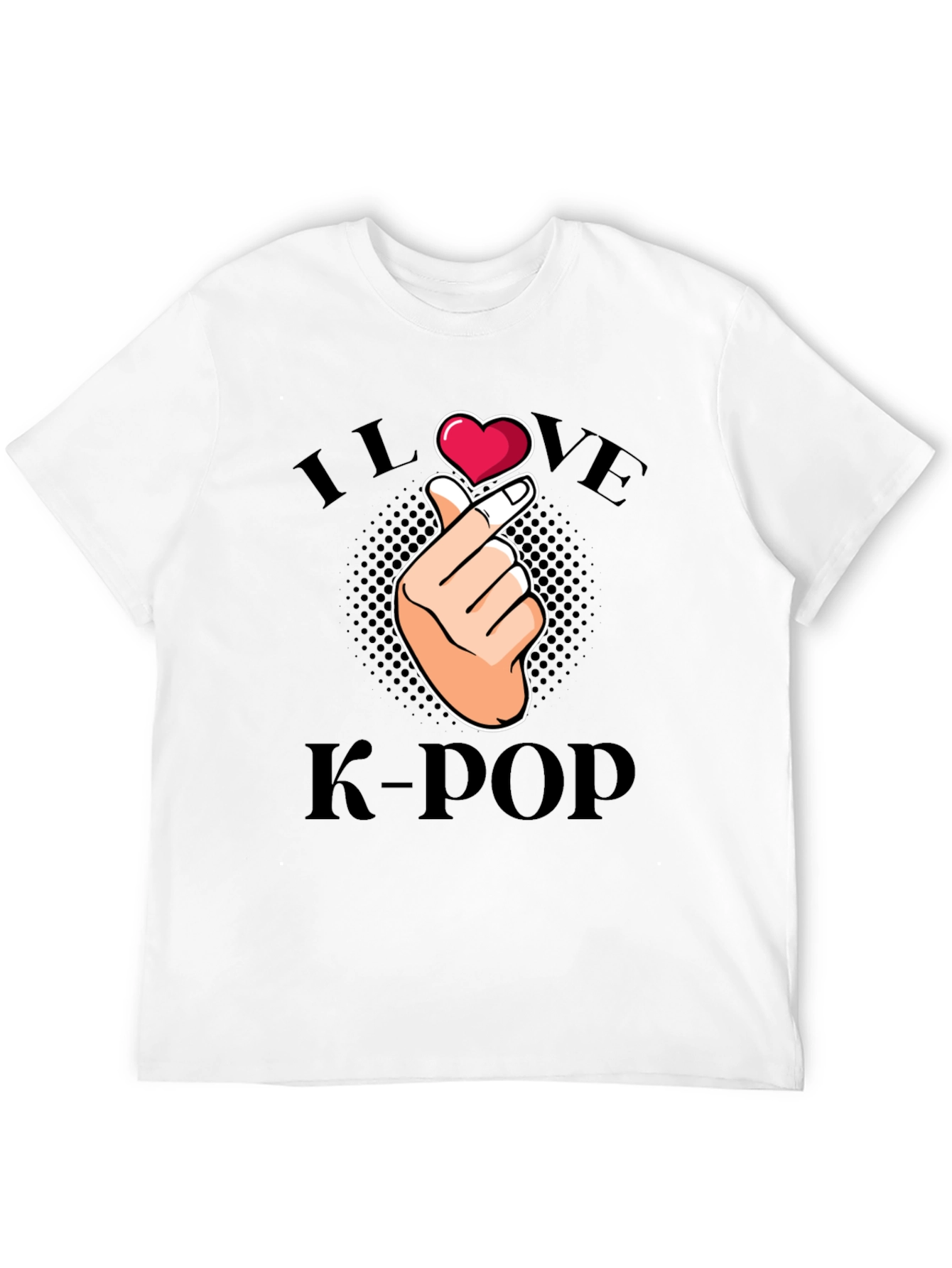 I Love K-Pop Finger Heart Graphic Tee - Black