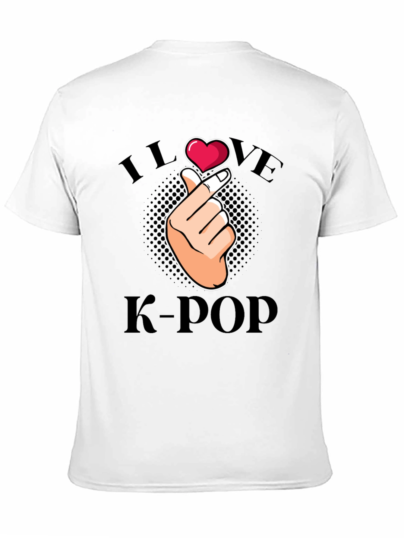 I Love K-Pop Finger Heart Graphic Tee - Black